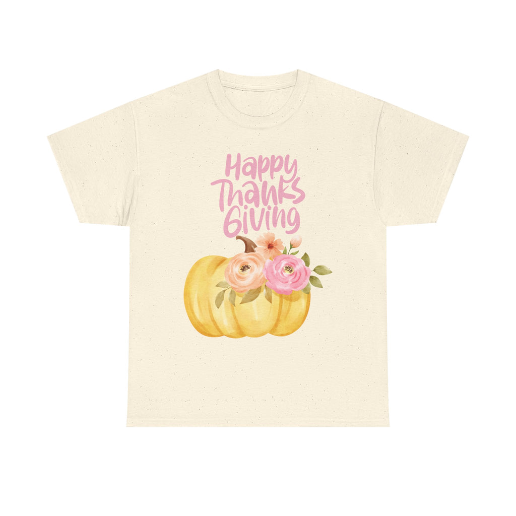 Thanksgiving Floral Tee, Holiday Shirt, Fall Fashion, Gifts for Her, Pumpkin T-Shirt, Autumn Apparel, Friendsgiving Outfit