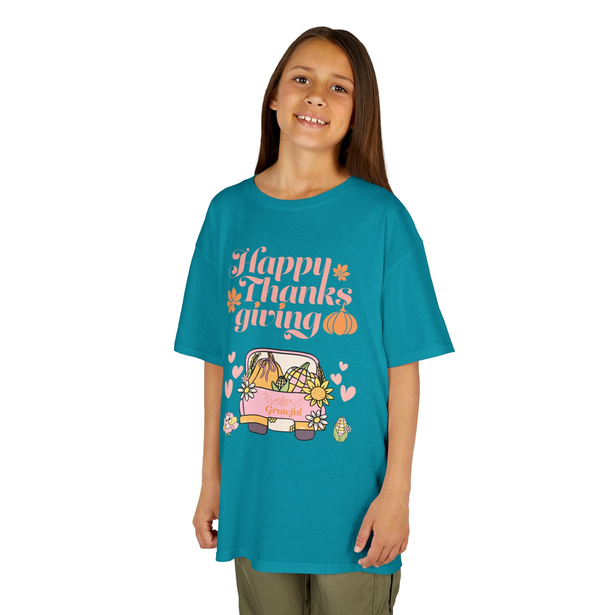 Happy Thanksgiving Kids Tee, Fall T-Shirt, Cute Pumpkin Shirt, Autumn Apparel, Kids Harvest Tee, Seasonal Kids Clothing