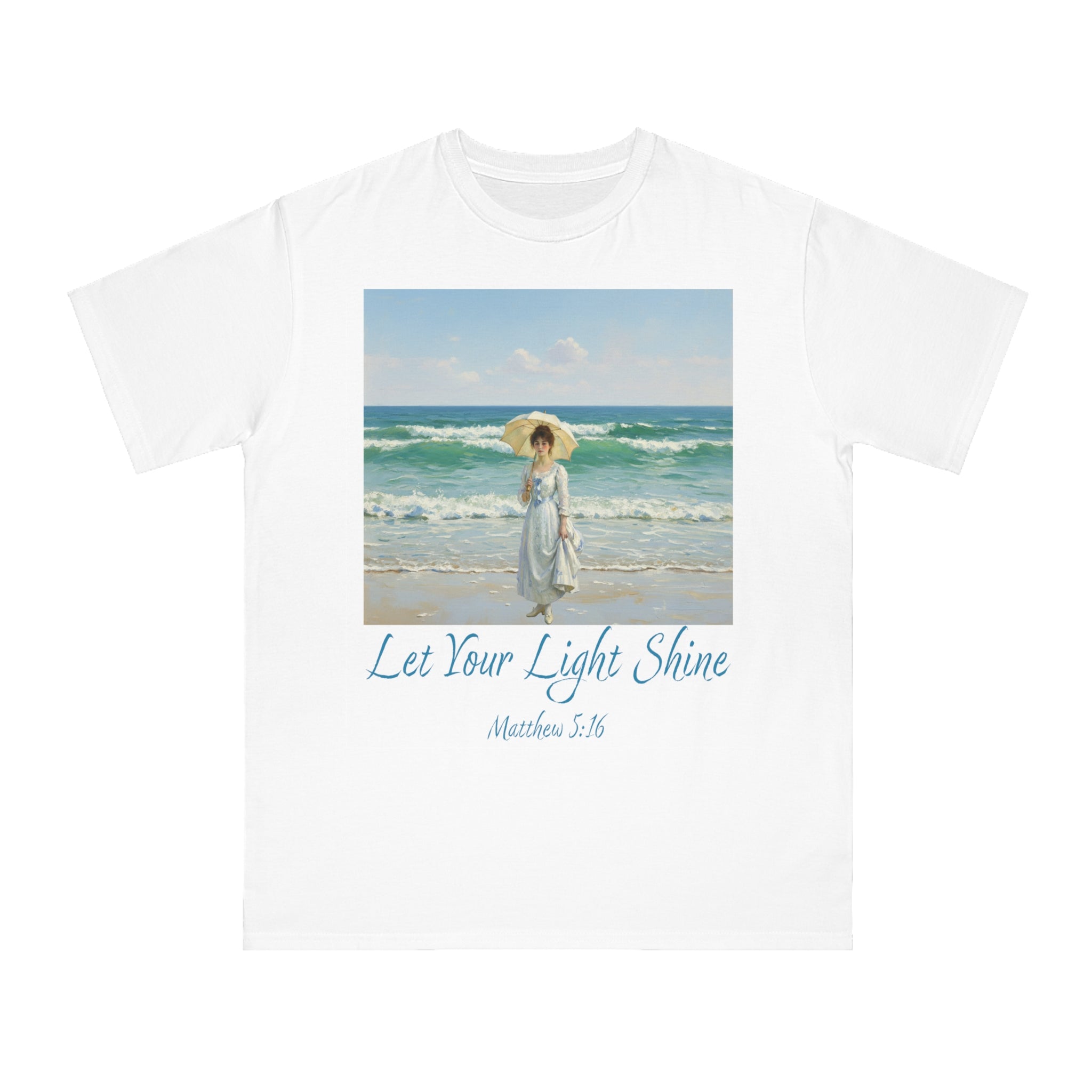 Organic Unisex Classic T-Shirt - Inspirational Beach Art, Let Your Light Shine Design-Figure with a Parasol- Monet Style, Perfect Gift for Ocean Lovers, Casual Wear, [...]