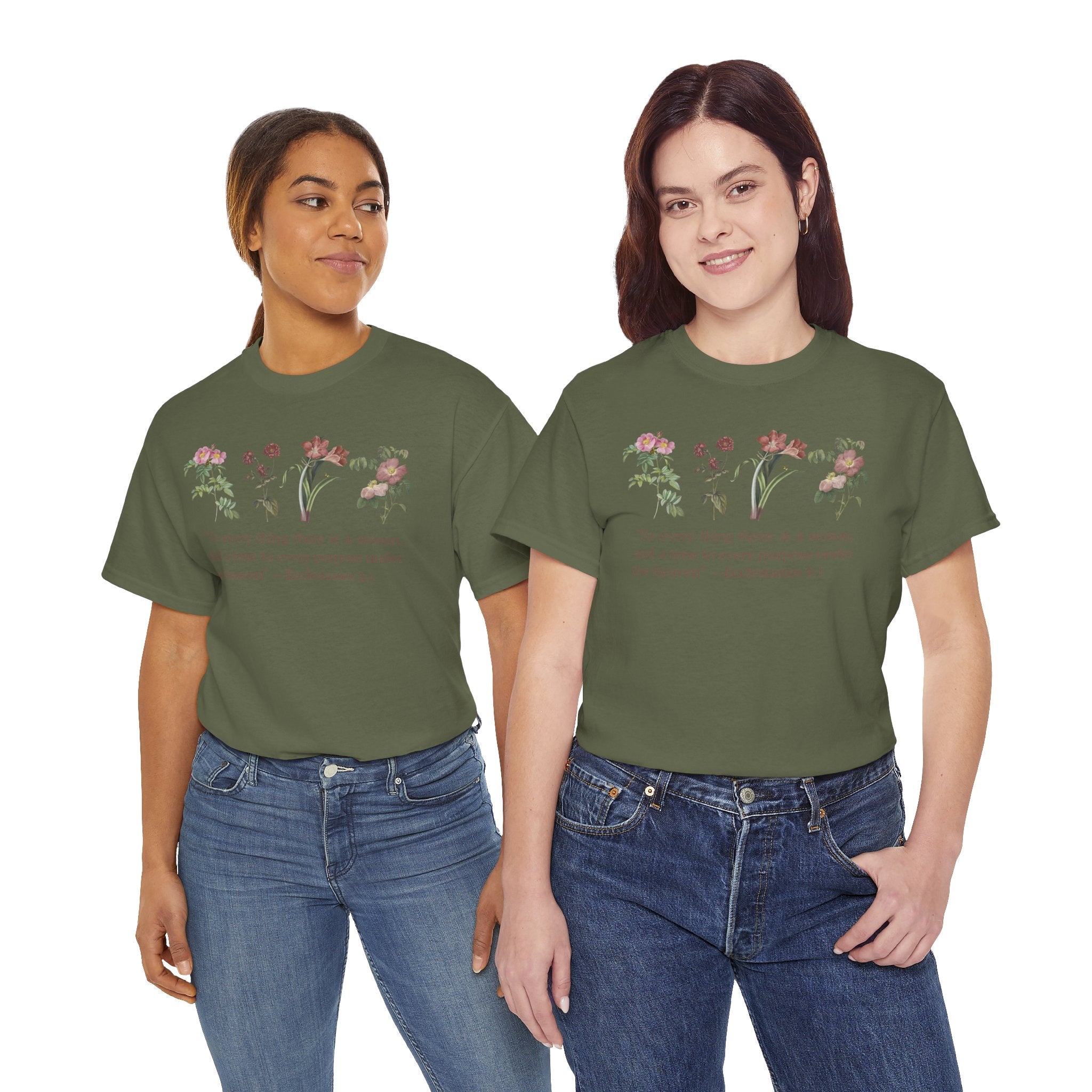 Christian -Biblical Inspirational Floral Quote Tee, Nature Lover Gift, Eco-Friendly Fashion, Casual Everyday Wear