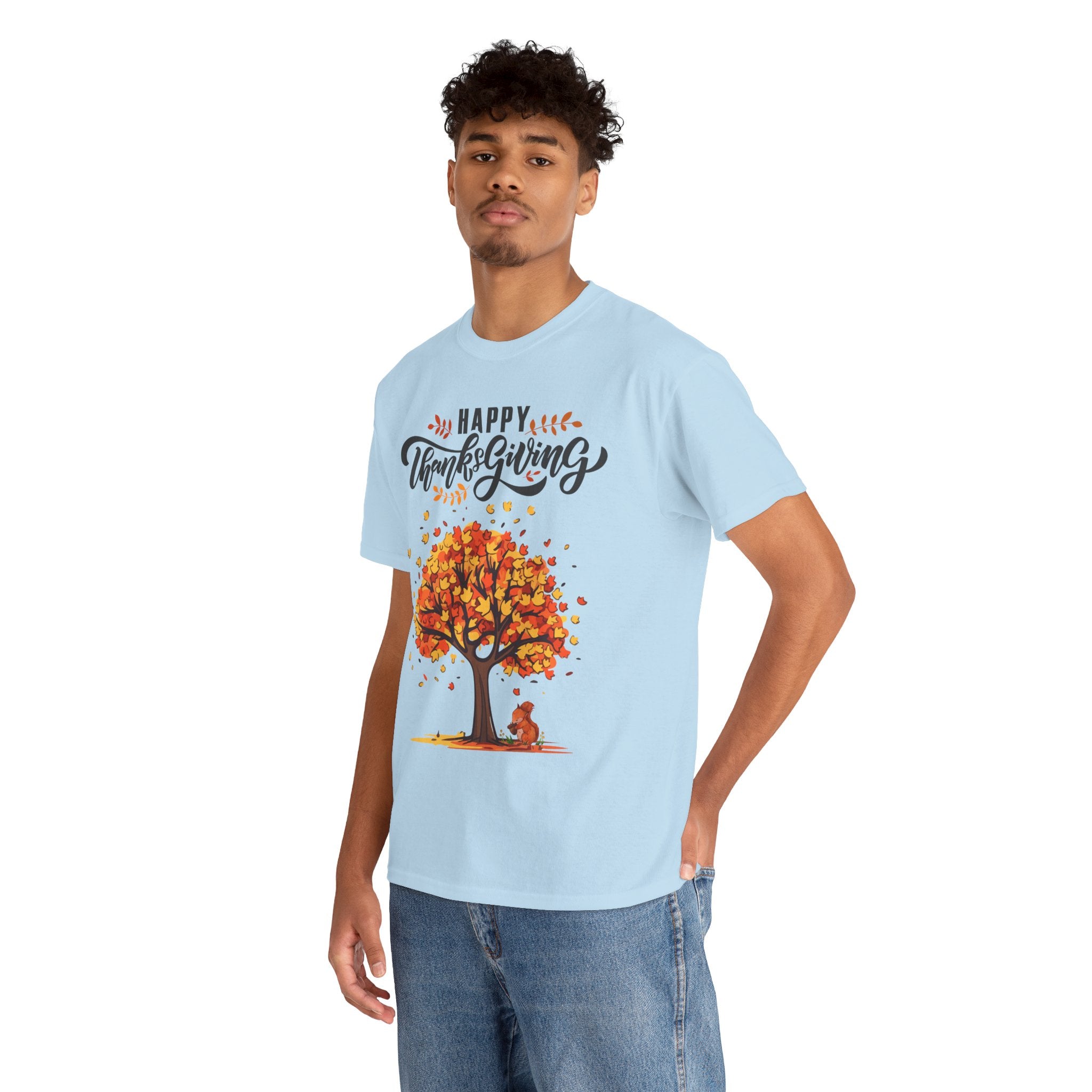 Happy Thanksgiving Tree Unisex Tee, Autumn Shirt, Holiday Apparel, Fall Fashion, Seasonal Gift