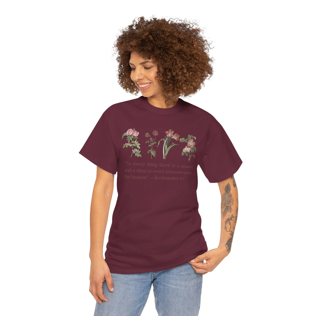 Christian -Biblical Inspirational Floral Quote Tee, Nature Lover Gift, Eco-Friendly Fashion, Casual Everyday Wear