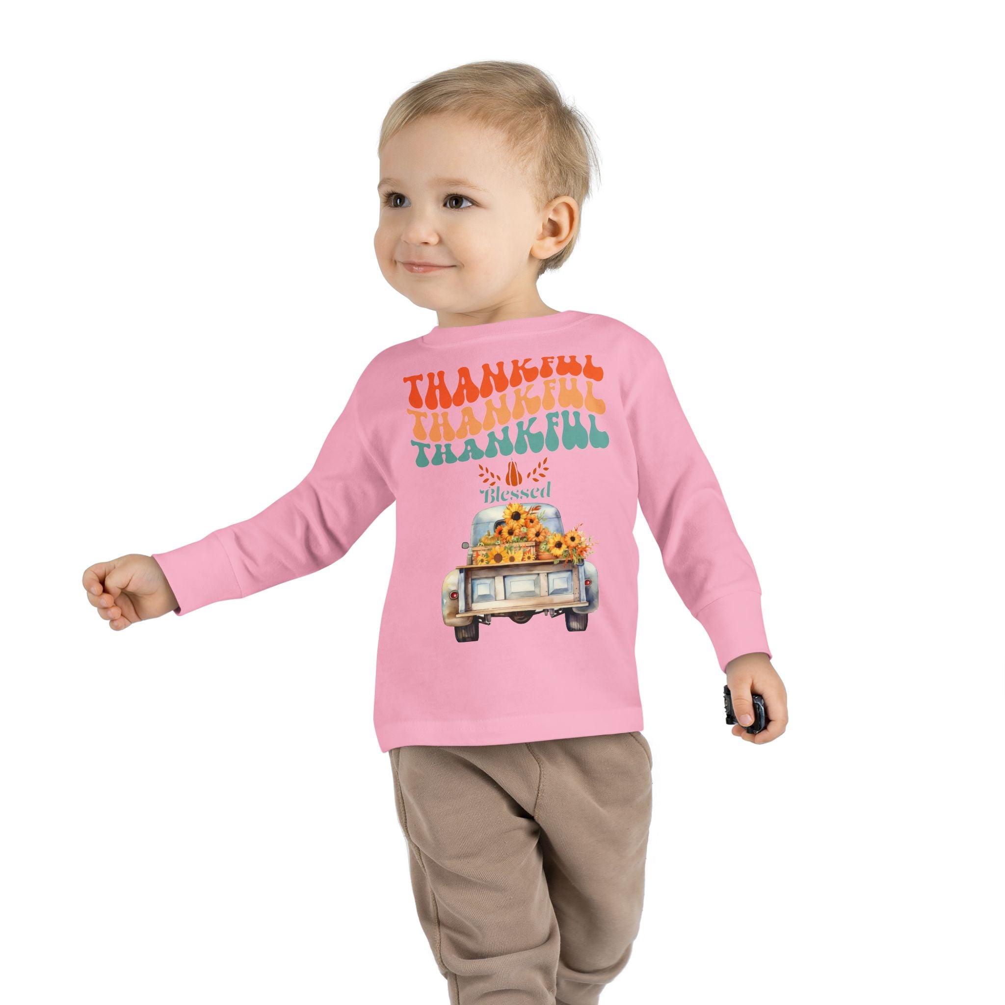 Thankful Toddler Long Sleeve Tee - Perfect for Fall Celebrations, Family Gatherings, Thanksgiving, Everyday Wear, Gifts