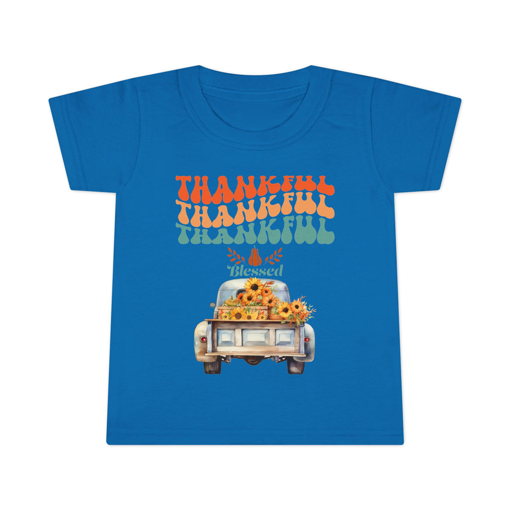 Toddler T-Shirt - Thankful Vintage Car Design, Cute Autumn Apparel, Fall Celebration Shirt, Kids Gratitude Tee, Gifts for Thanksgiving
