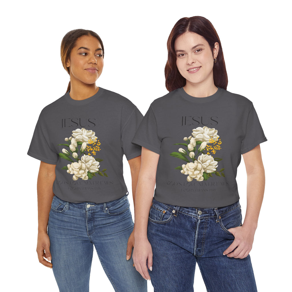 Jesus- God's love never fails-Unisex Heavy Cotton Tee