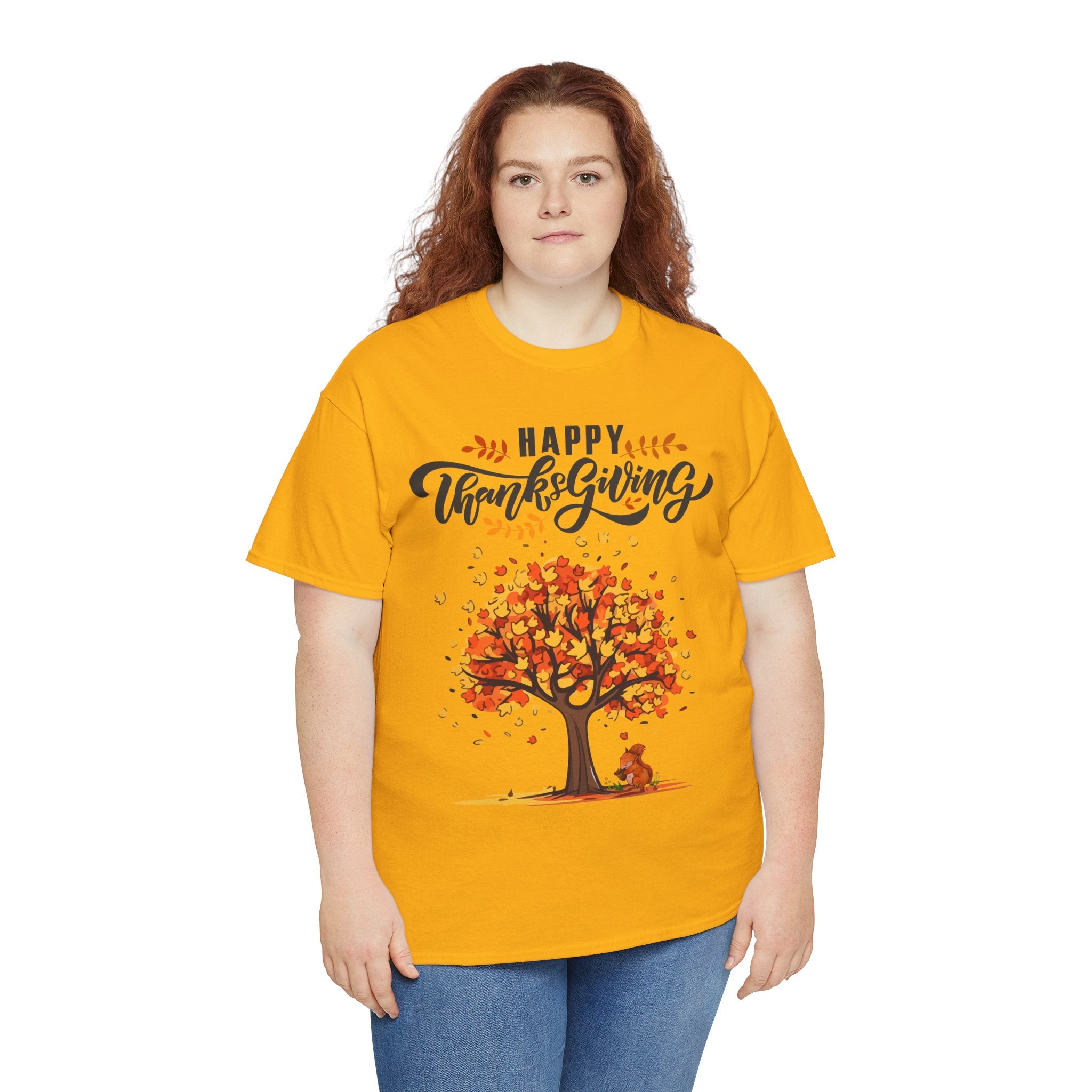 Happy Thanksgiving Tree Unisex Tee, Autumn Shirt, Holiday Apparel, Fall Fashion, Seasonal Gift