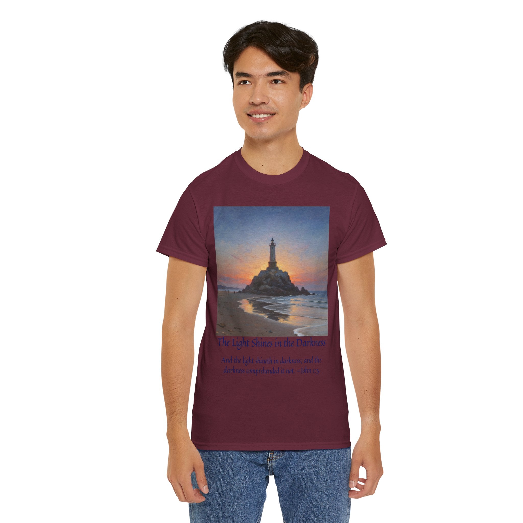 Light in Darkness Unisex Cotton Tee-inspired by Monet, Inspirational Shirt, Bible Verse Tee, Faith-Based Apparel, Perfect Gift for All Occasions