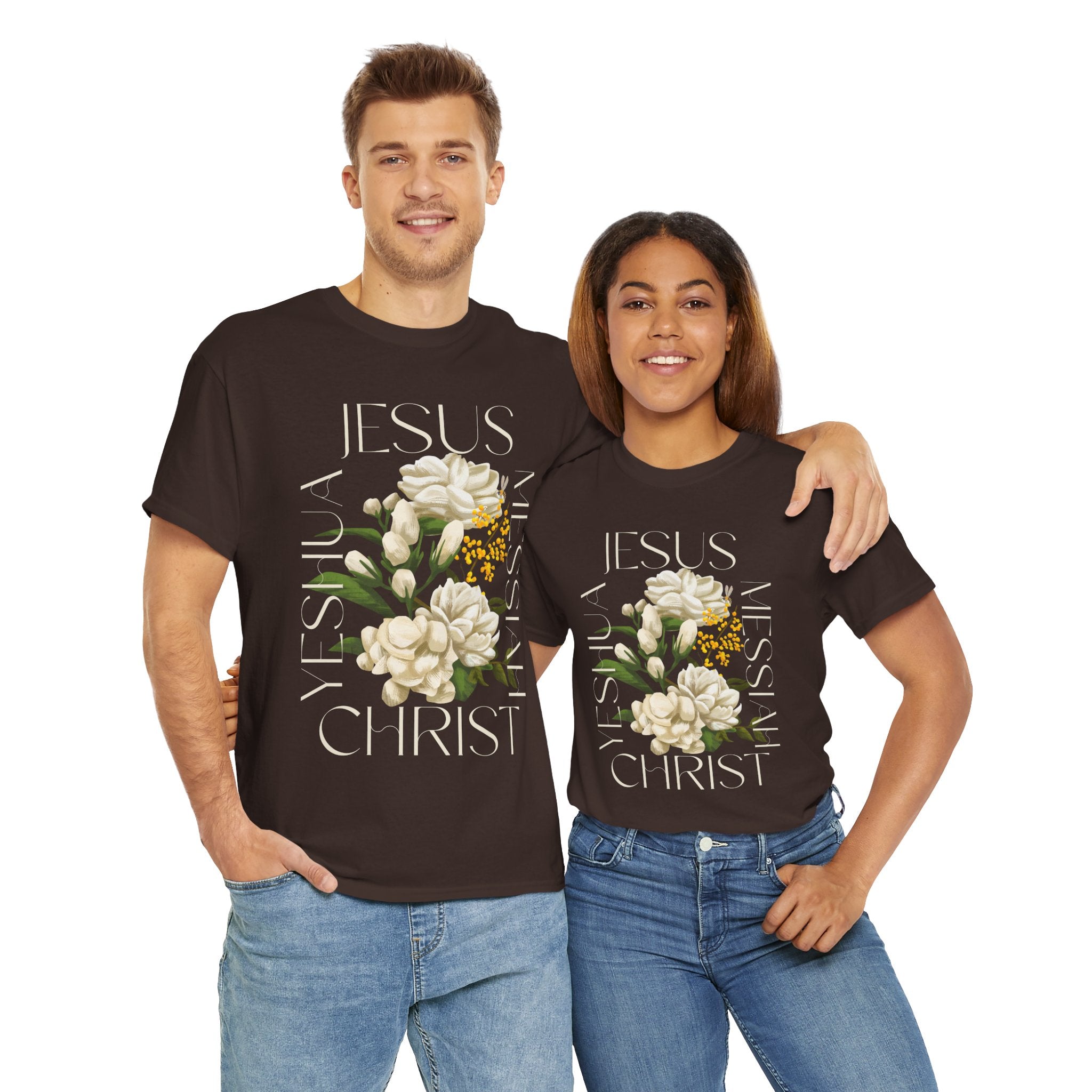 Floral Jesus Christ Tee, Spiritual T-Shirt, Inspirational Unisex Cotton Shirt, Gift for Believers, Christian Apparel