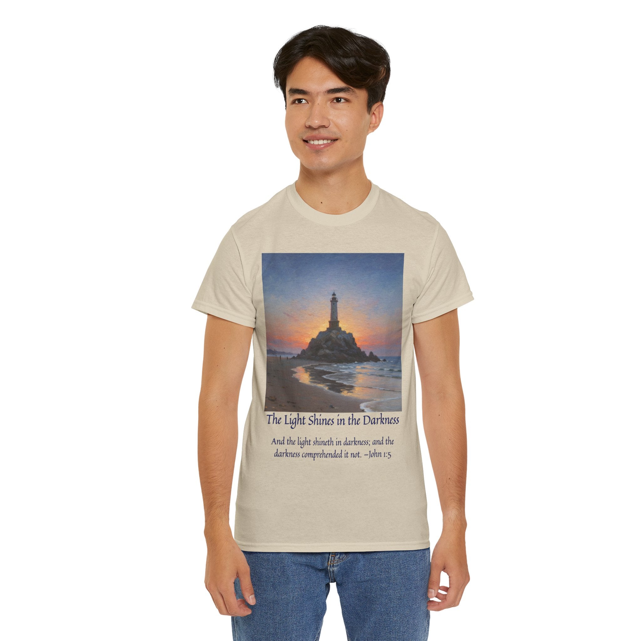 Light in Darkness Unisex Cotton Tee-inspired by Monet, Inspirational Shirt, Bible Verse Tee, Faith-Based Apparel, Perfect Gift for All Occasions