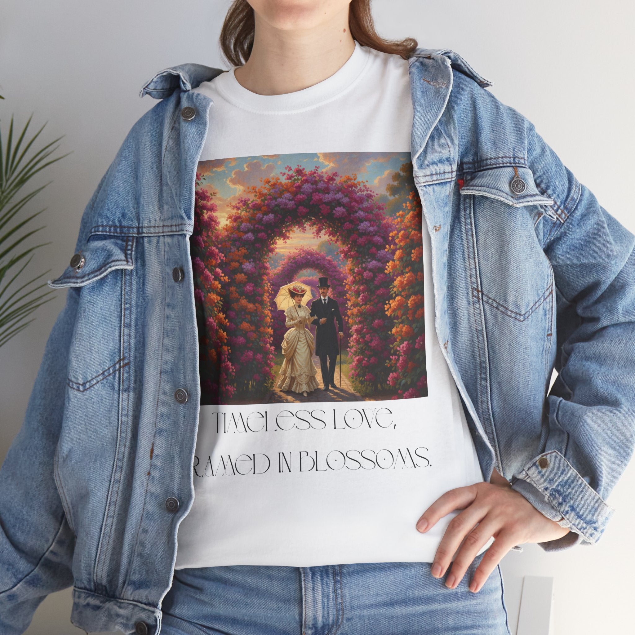 Whimsical Unisex Heavy Cotton Tee, Bohemian Vintage Shirt, Relaxed Fit Graphic Tee, Spring Flower T-Shirt, Casual Everyday Wear