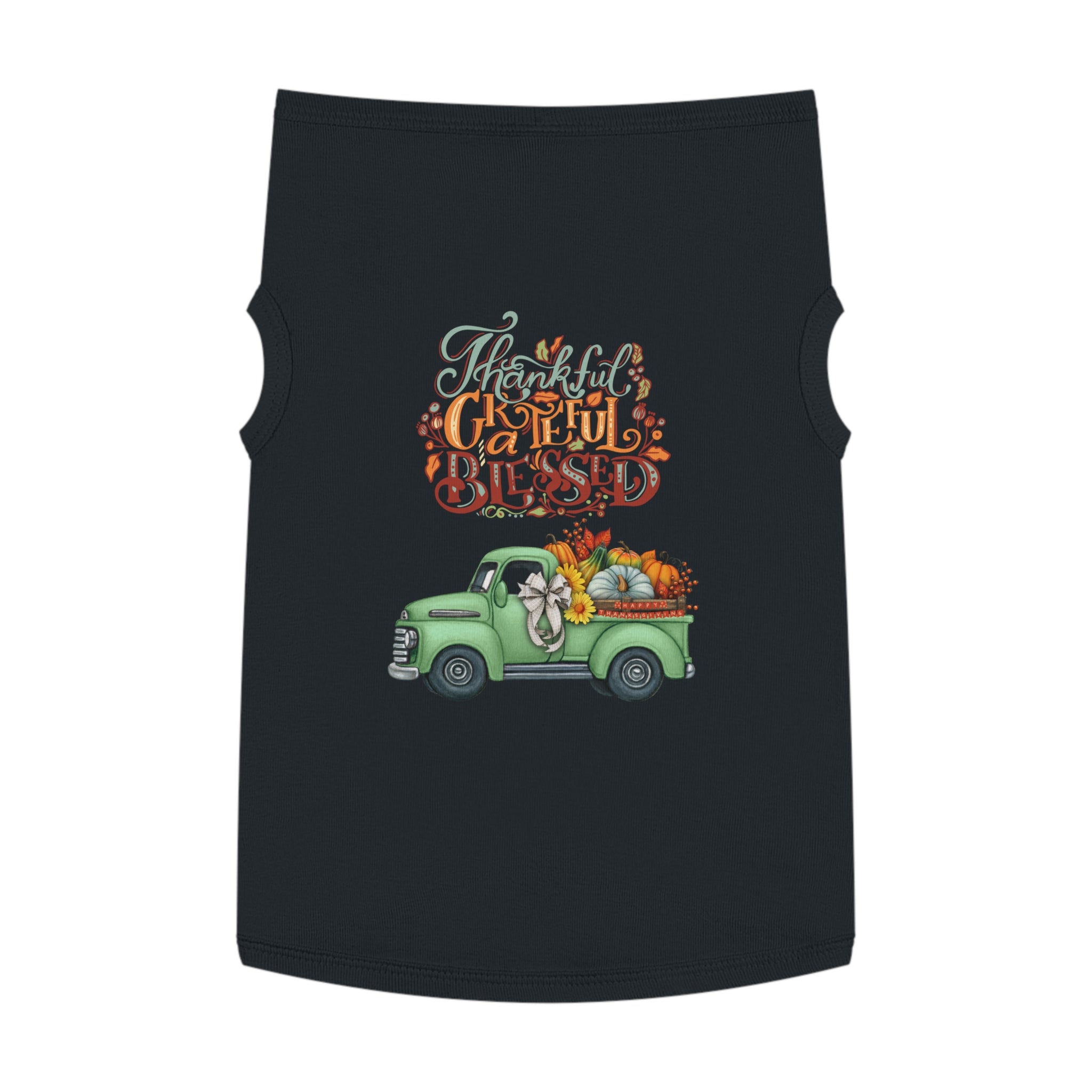 Thankful Pet Tank Top | Grateful & Blessed | Fall Dog Apparel | Cute Pet Outfit | Pumpkin Theme | Autumn Dog Clothing