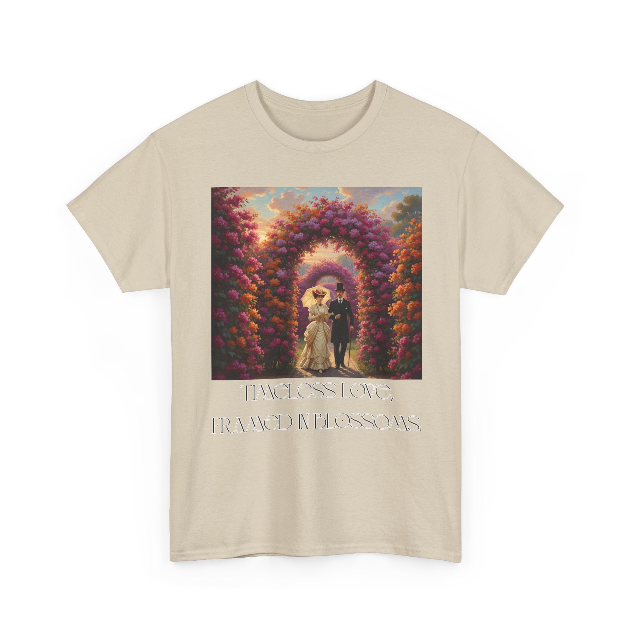 Whimsical Unisex Heavy Cotton Tee, Bohemian Vintage Shirt, Relaxed Fit Graphic Tee, Spring Flower T-Shirt, Casual Everyday Wear