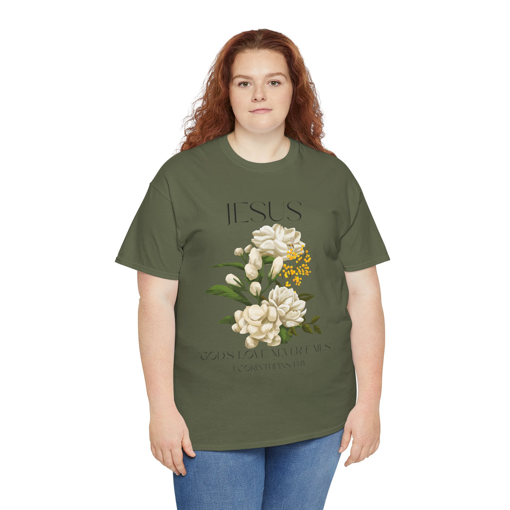 Jesus- God's love never fails-Unisex Heavy Cotton Tee
