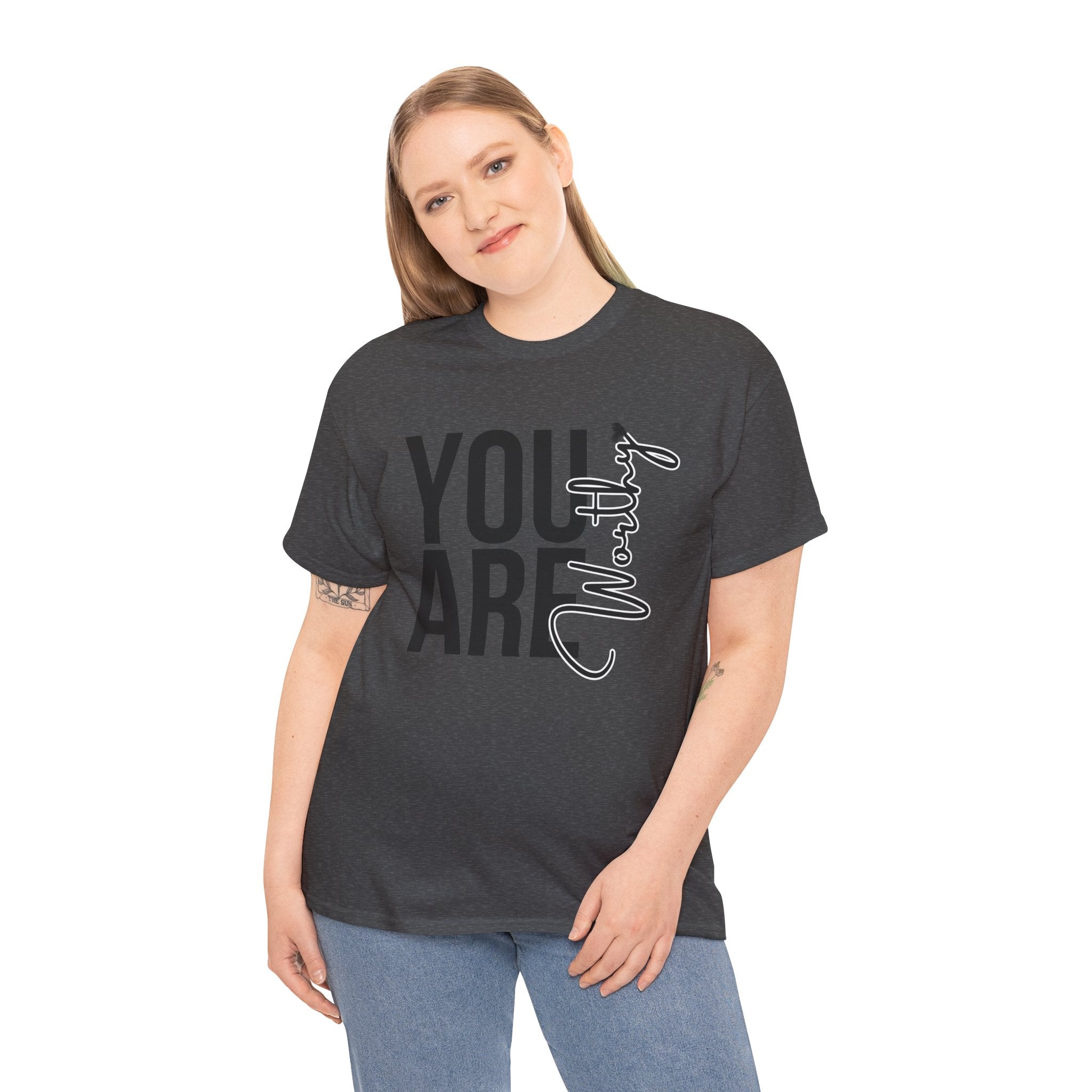 You Are Worthy Unisex Heavy Cotton Tee, Motivational Quote Shirt, Gift for Friends, Self-Love Tee, Uplifting Apparel, Positive [...]