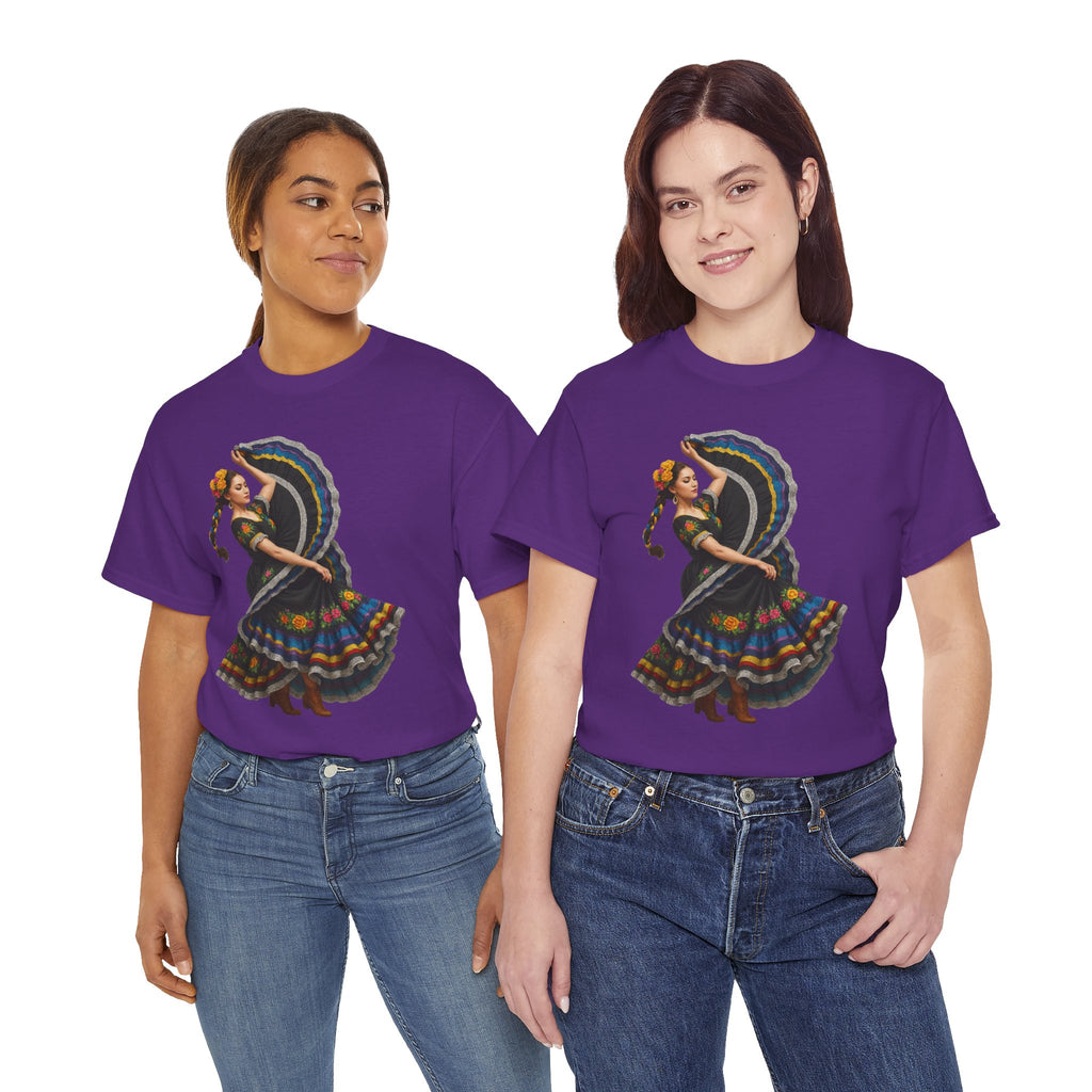 Folklórico Cultural Dance Graphic Tee, Unisex Heavy Cotton T-Shirt, Festival Apparel, Bohemian Style Shirt, Gift for Dancers, Ethnic Art Tee
