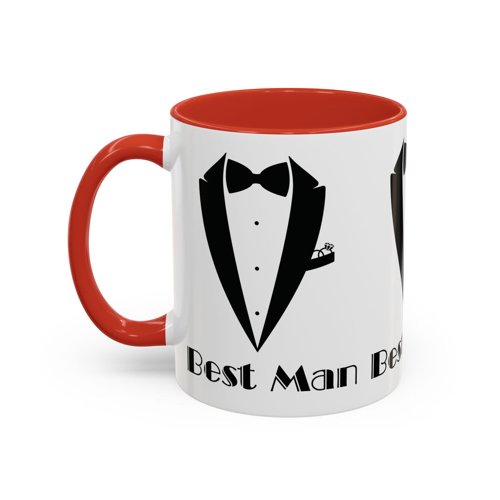 Best Man Accent Coffee Mug 11/15 oz, Groom’s Gift, Wedding Party Favor, Unique Best Man Gift, Black and White Coffee Cup