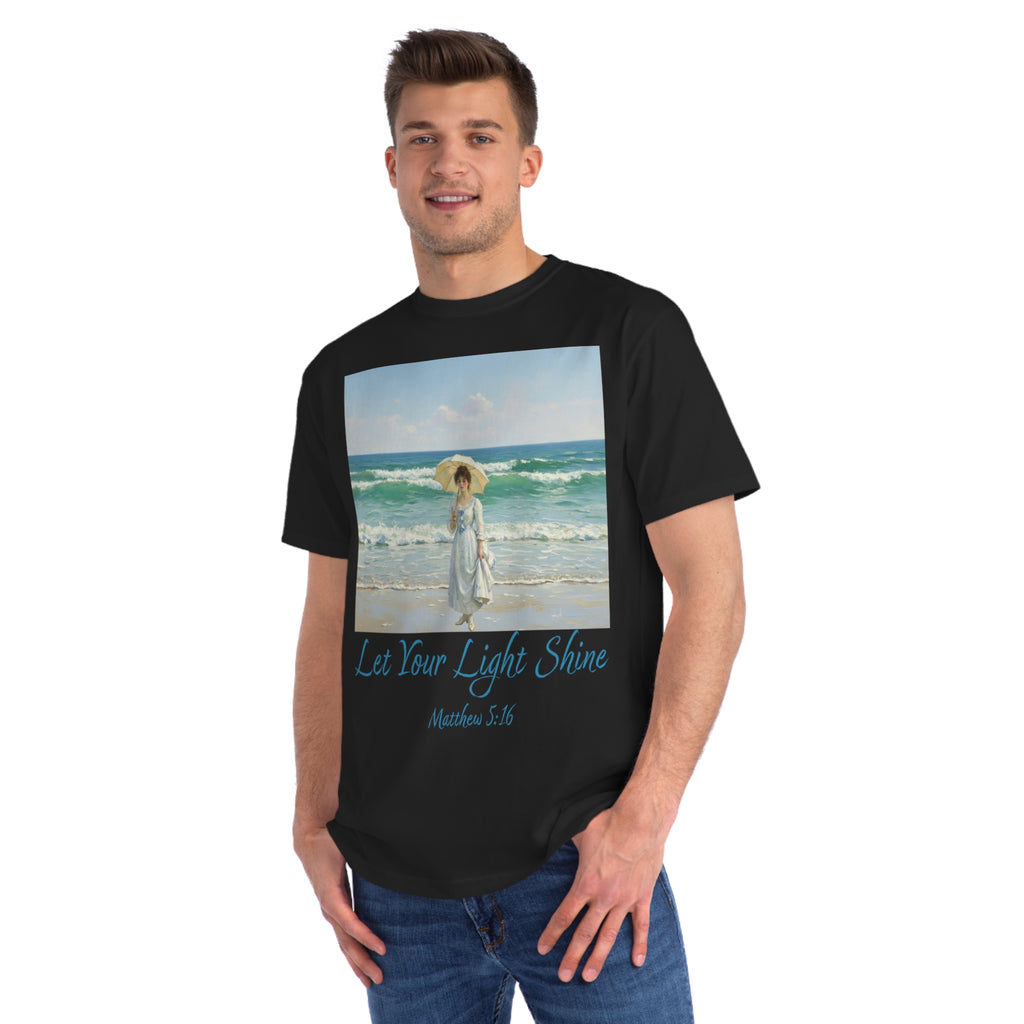 Organic Unisex Classic T-Shirt - Inspirational Beach Art, Let Your Light Shine Design-Figure with a Parasol- Monet Style, Perfect Gift for Ocean Lovers, Casual Wear, [...]