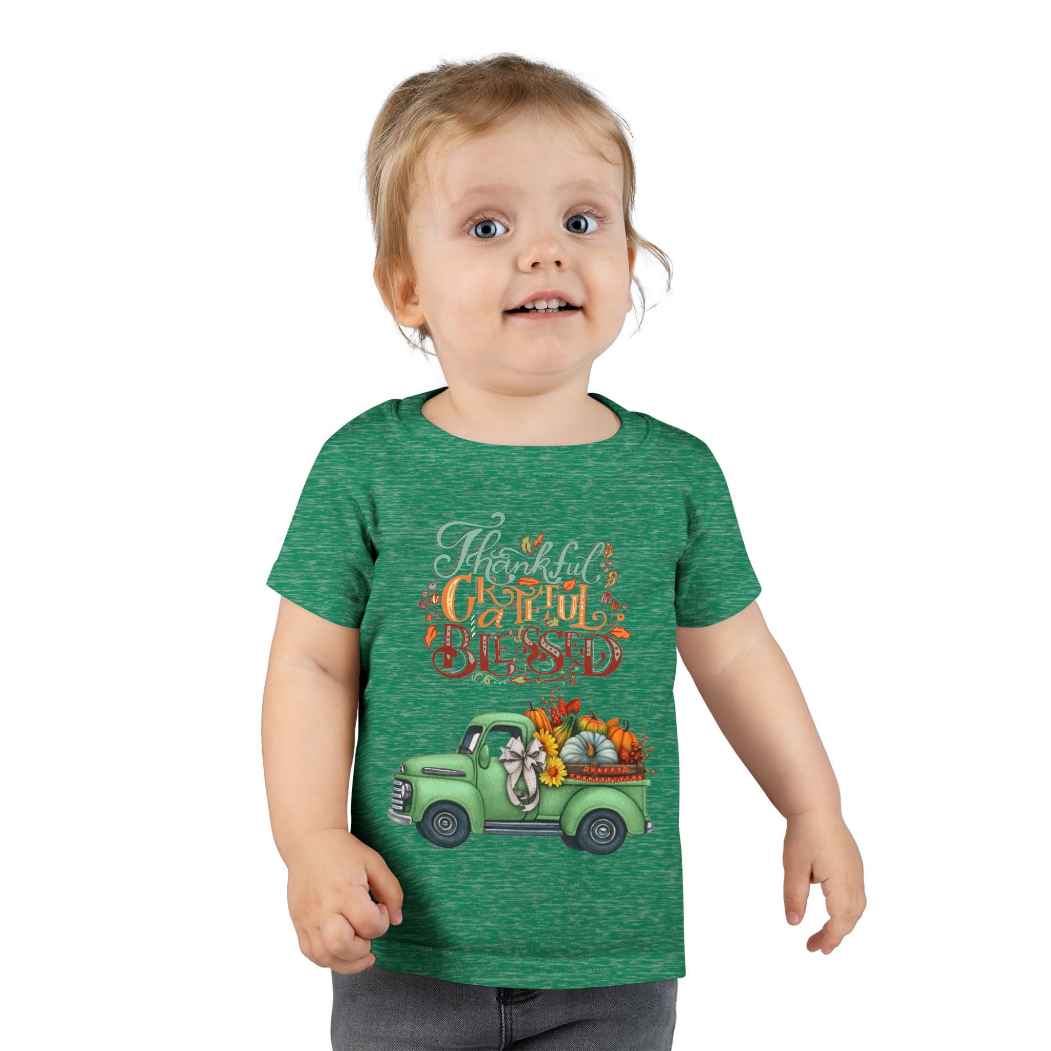 Toddler Tee - Cute Green Truck with Fruits and Vegetables - Cozy Fall Vibe, Perfect for Thanksgiving, Autumn Celebrations, Farmhouse [...]