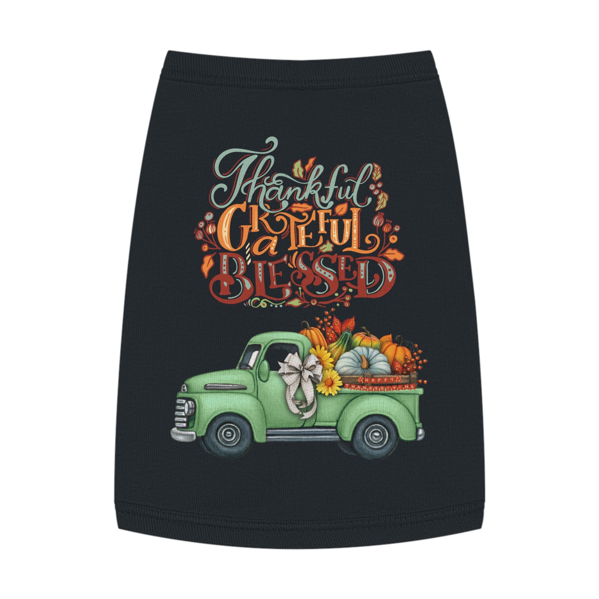 Thankful Pet Tank Top | Grateful & Blessed | Fall Dog Apparel | Cute Pet Outfit | Pumpkin Theme | Autumn Dog Clothing