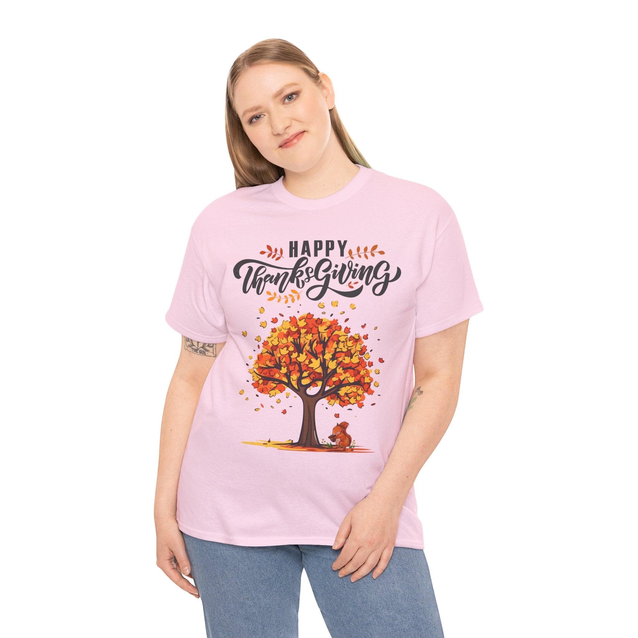 Happy Thanksgiving Tree Unisex Tee, Autumn Shirt, Holiday Apparel, Fall Fashion, Seasonal Gift