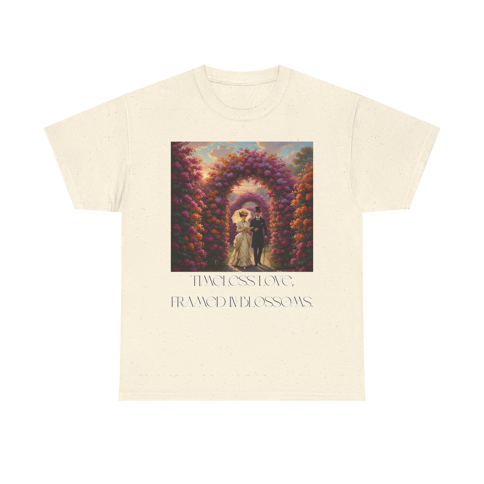 Whimsical Unisex Heavy Cotton Tee, Bohemian Vintage Shirt, Relaxed Fit Graphic Tee, Spring Flower T-Shirt, Casual Everyday Wear