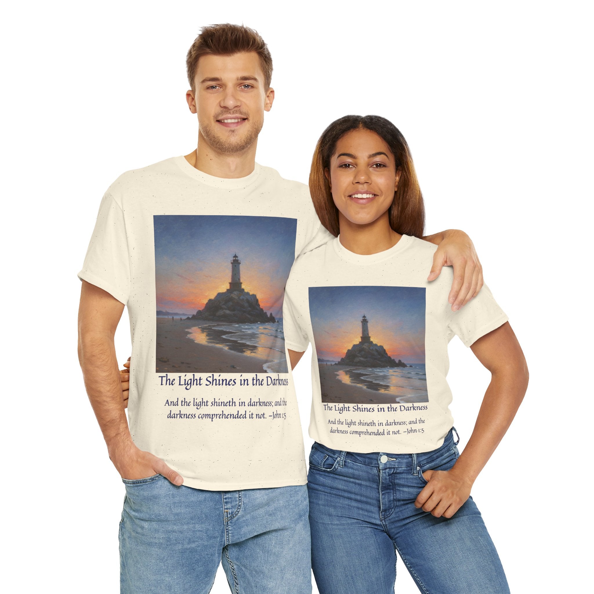 Light in Darkness Unisex Cotton Tee-inspired by Monet, Inspirational Shirt, Bible Verse Tee, Faith-Based Apparel, Perfect Gift for All Occasions