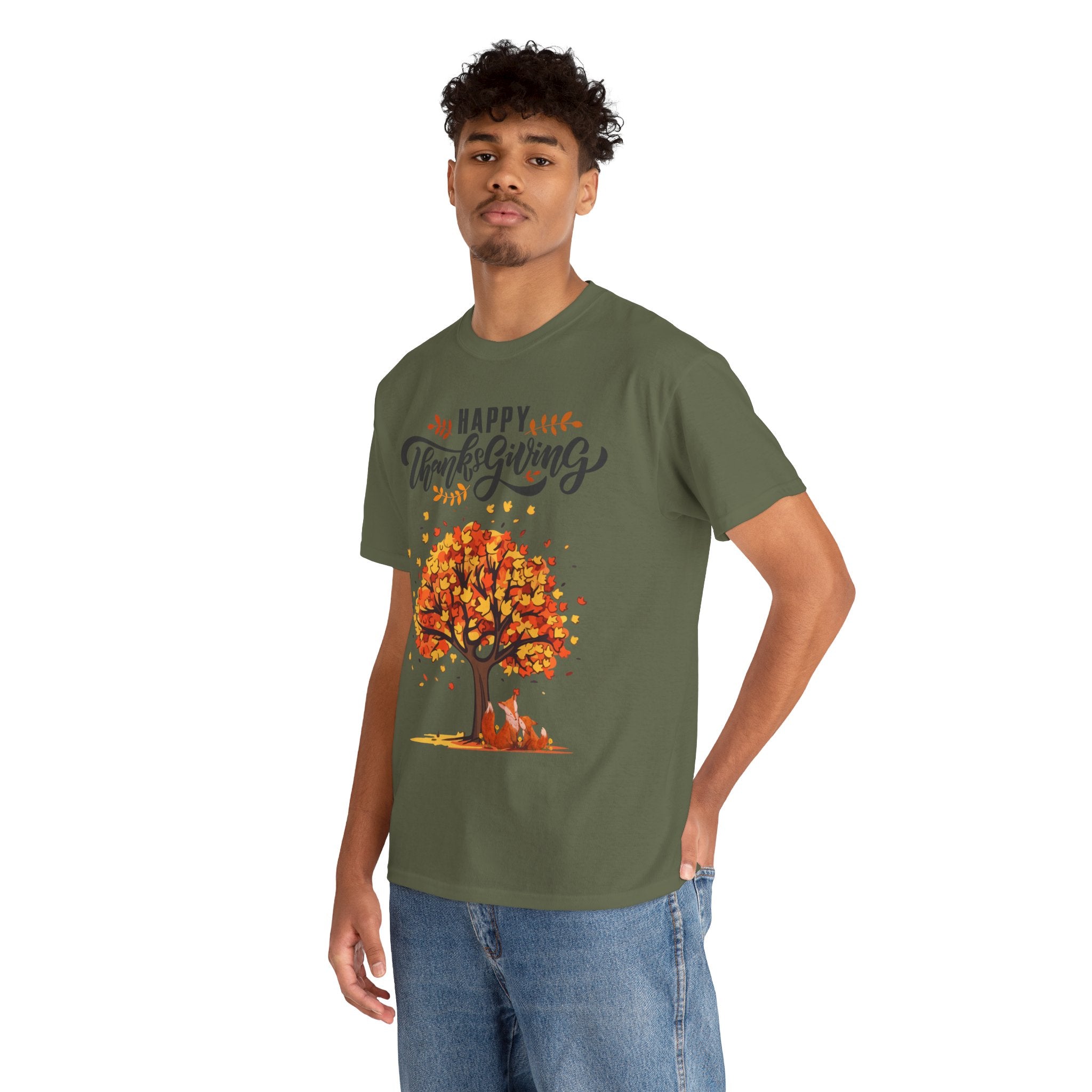 Thanksgiving Tree Tee, Fall T-Shirt, Autumn Apparel, Cozy Gift for Family, Cute Holiday Top