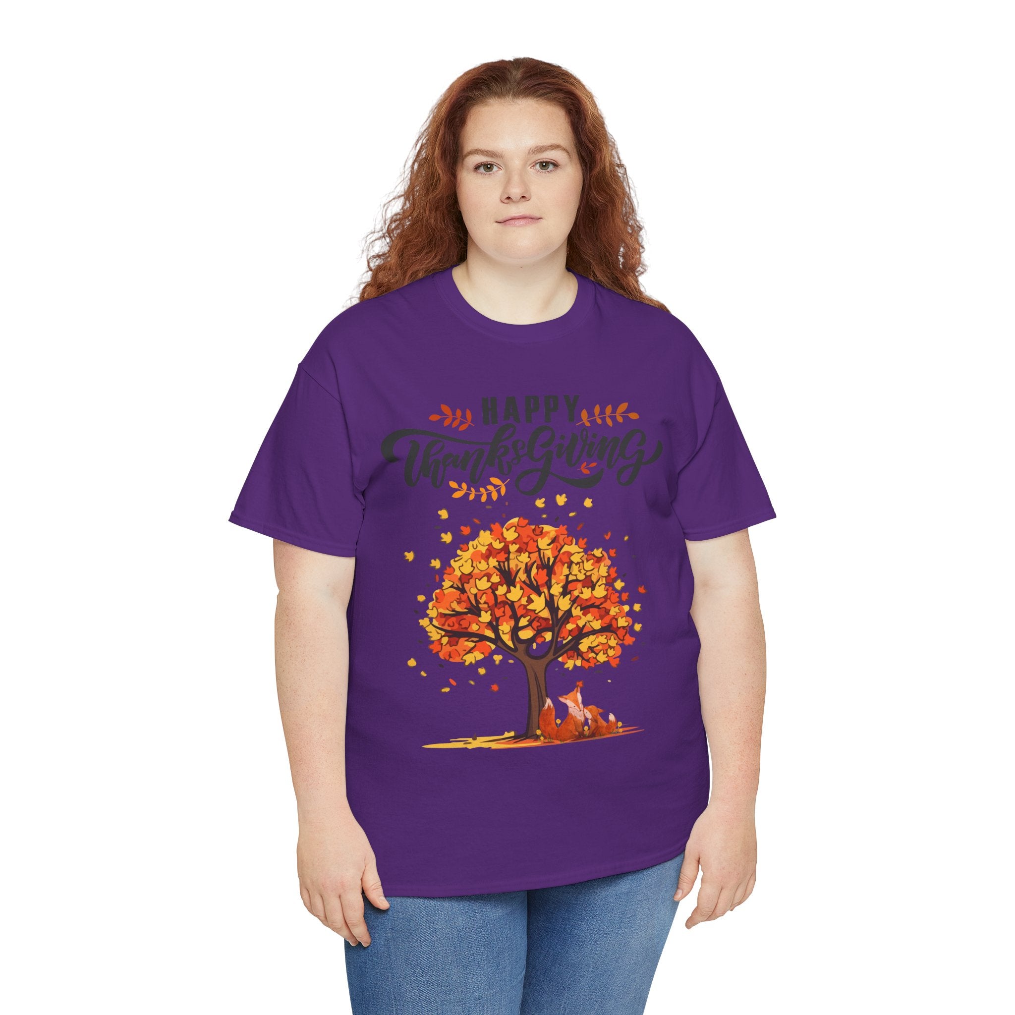 Thanksgiving Tree Tee, Fall T-Shirt, Autumn Apparel, Cozy Gift for Family, Cute Holiday Top