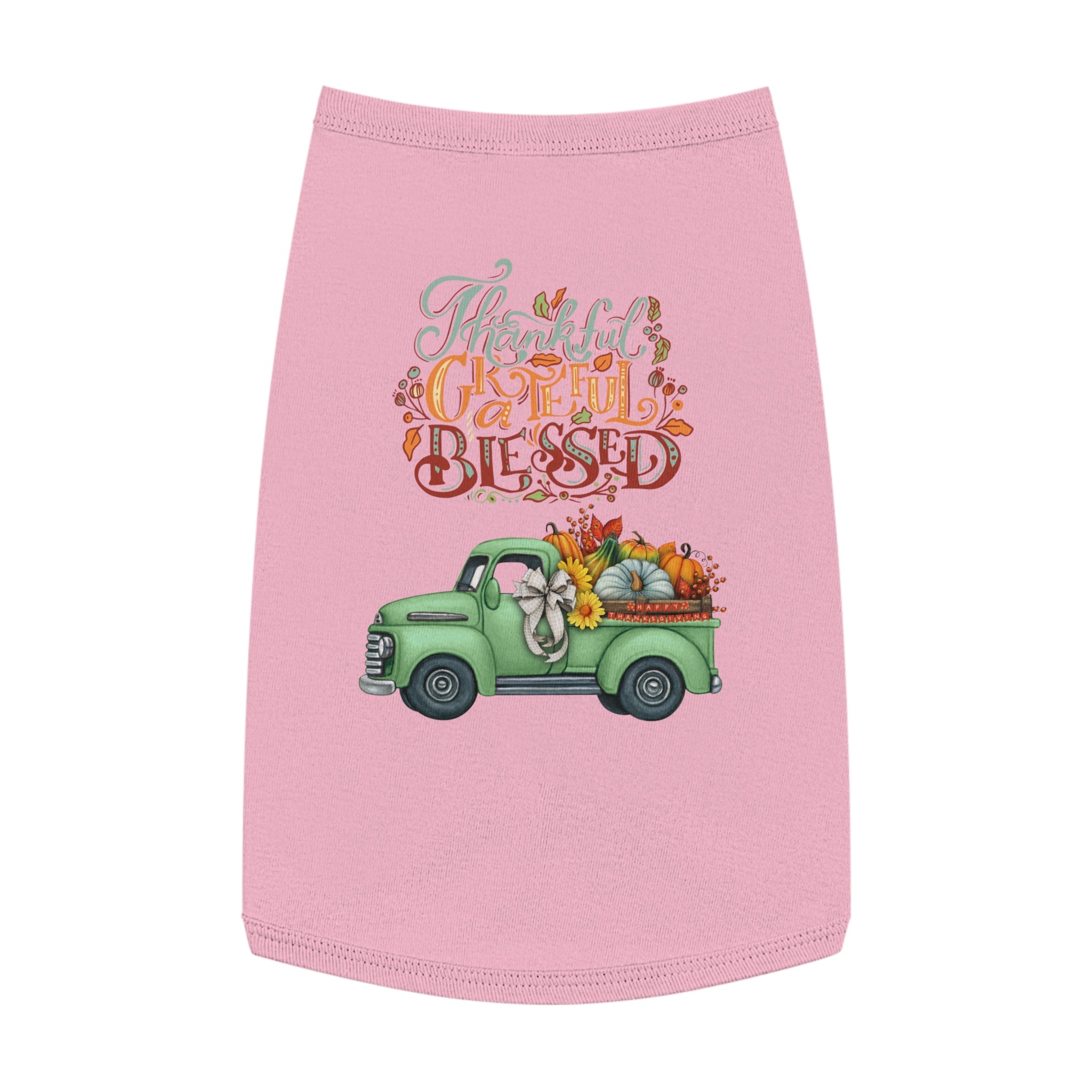 Thankful Pet Tank Top | Grateful & Blessed | Fall Dog Apparel | Cute Pet Outfit | Pumpkin Theme | Autumn Dog Clothing