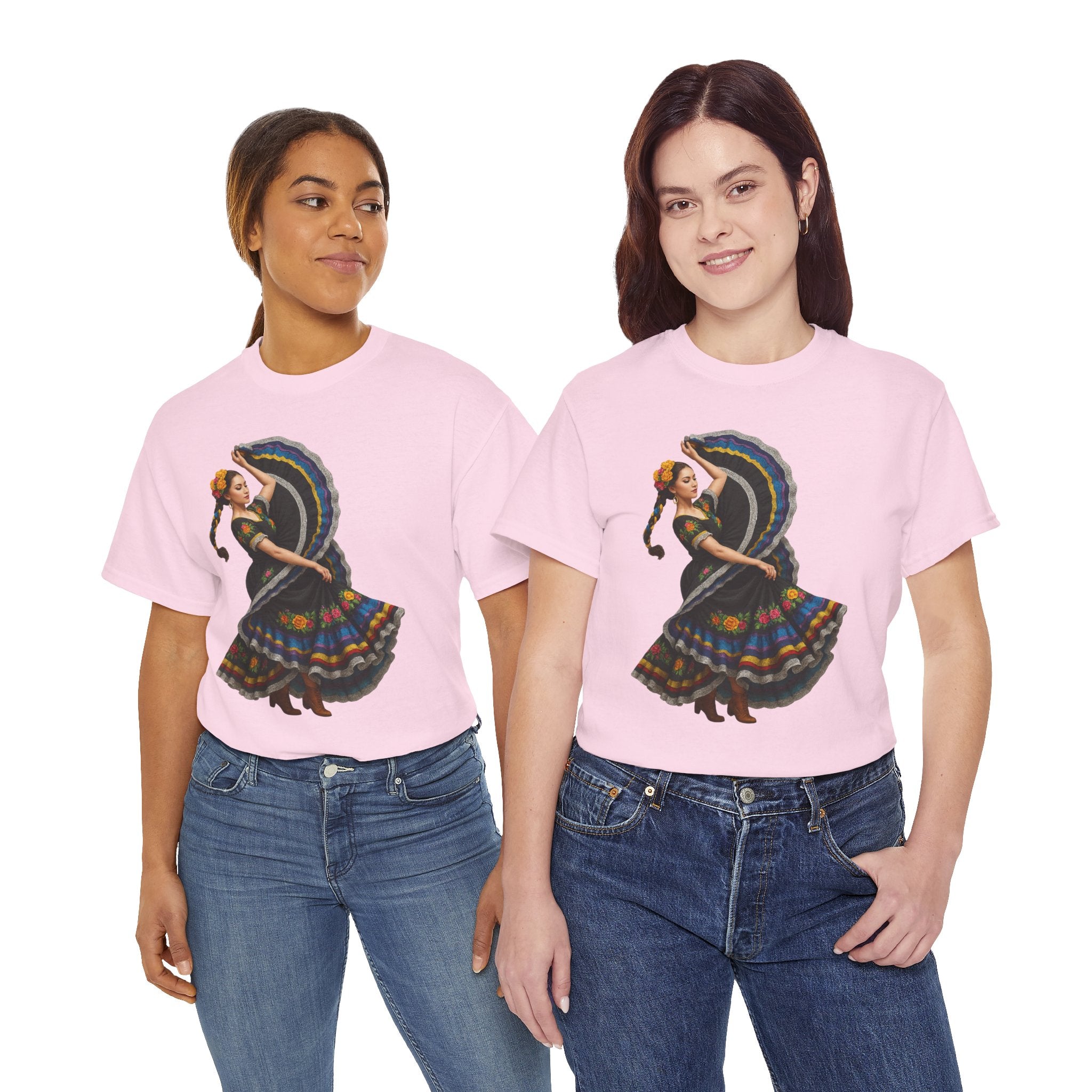 Folklórico Cultural Dance Graphic Tee, Unisex Heavy Cotton T-Shirt, Festival Apparel, Bohemian Style Shirt, Gift for Dancers, Ethnic Art Tee