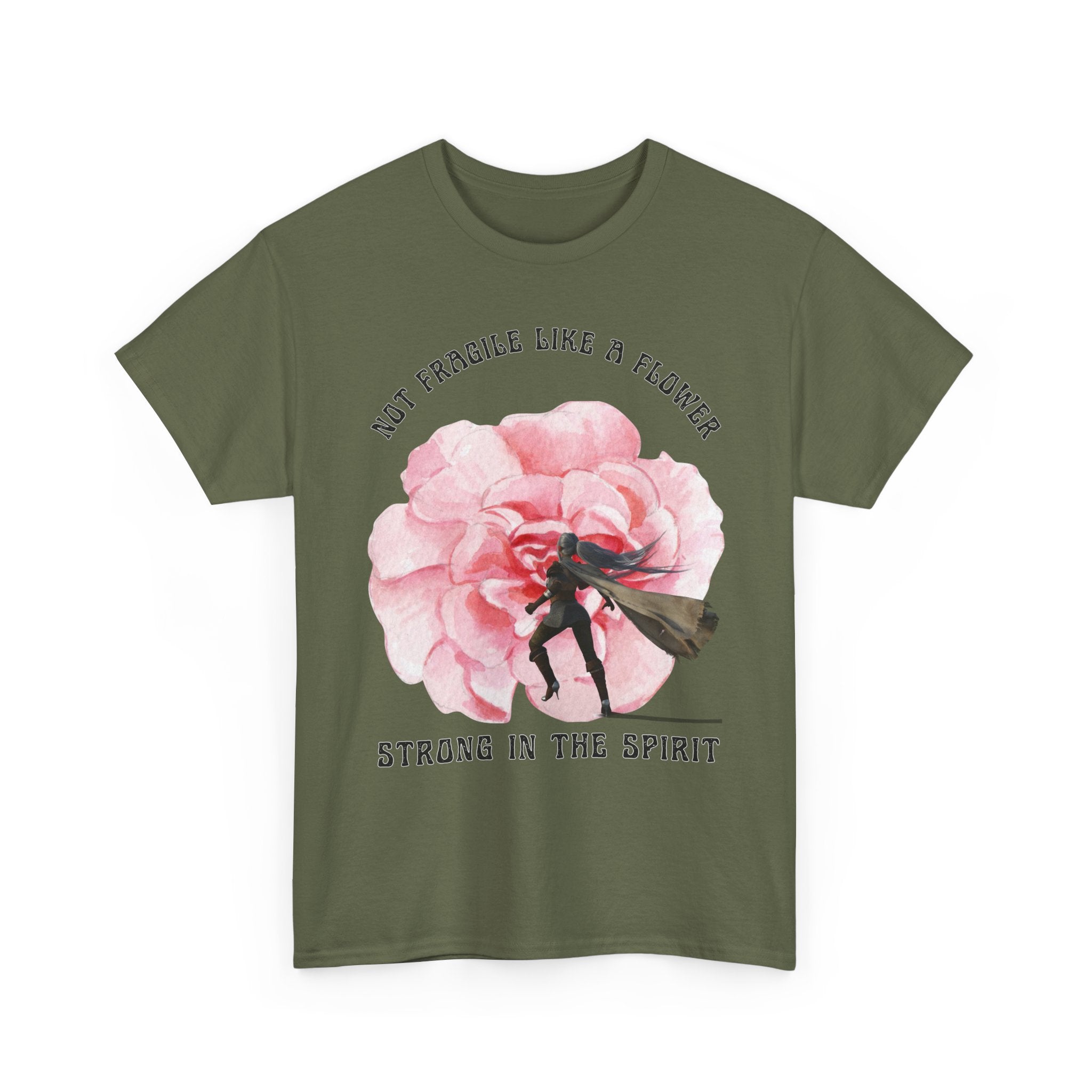 Unisex Heavy Cotton Tee with Empowering Floral Design, Inspirational T-Shirt, Gift for Her, Self-Care Shirt, Women's Day Apparel