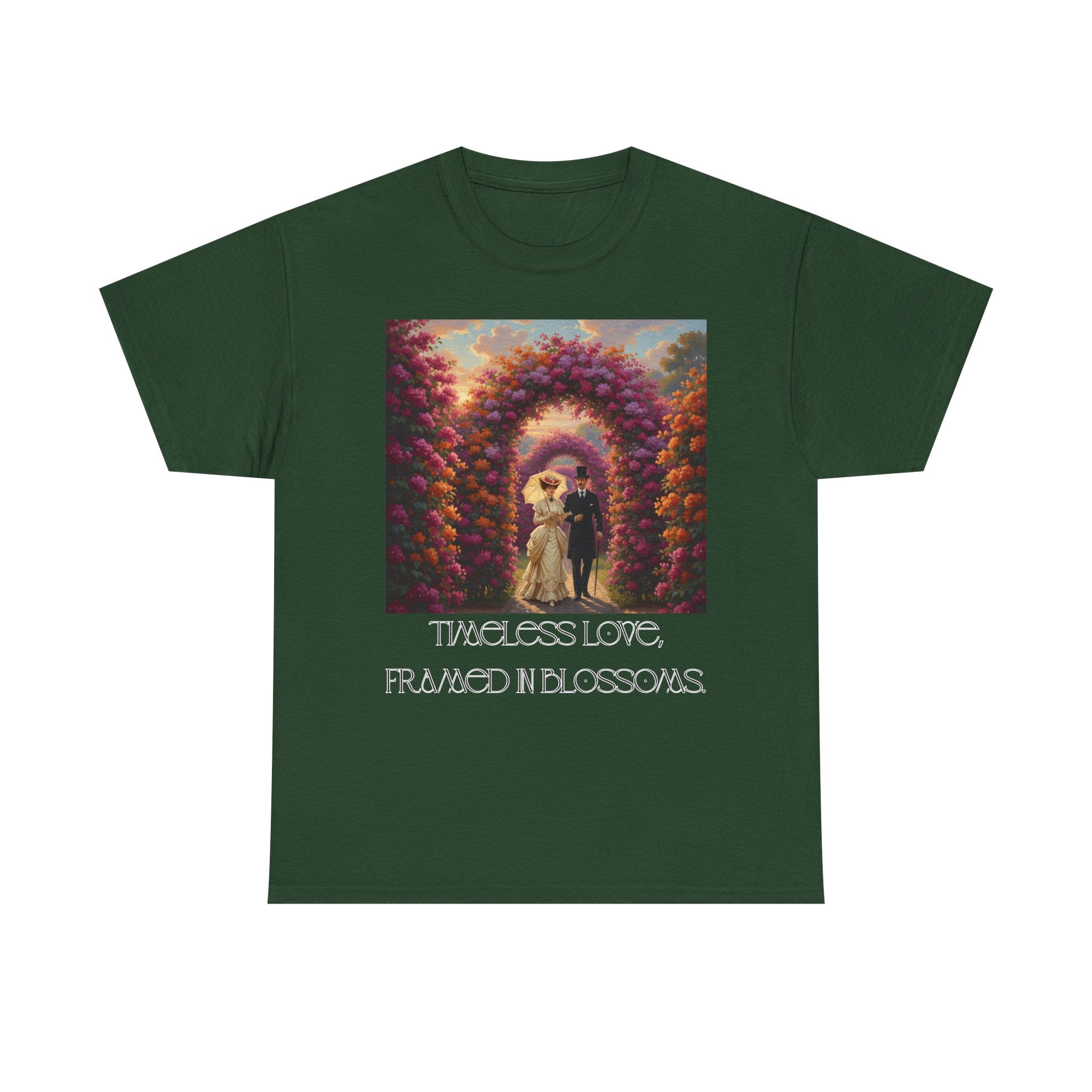 Whimsical Unisex Heavy Cotton Tee, Bohemian Vintage Shirt, Relaxed Fit Graphic Tee, Spring Flower T-Shirt, Casual Everyday Wear