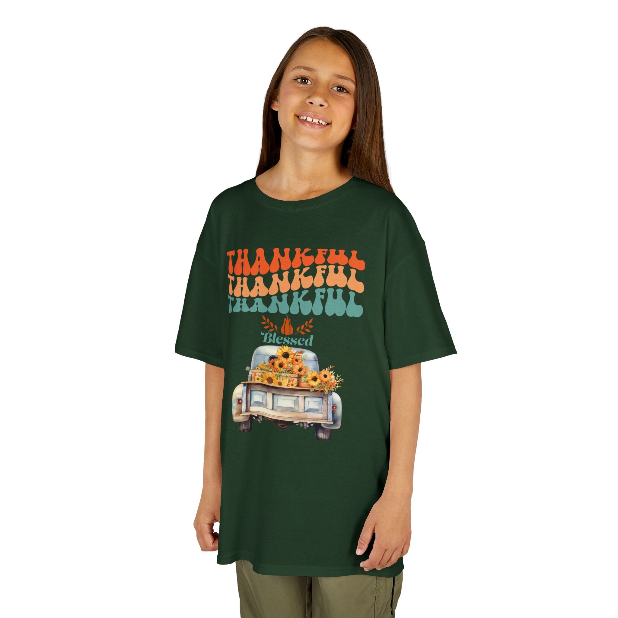 Thankful Kids Tee | Cute Autumn T-Shirt | Thanksgiving Gift | Kids Holiday Wear | Family Gathering Apparel