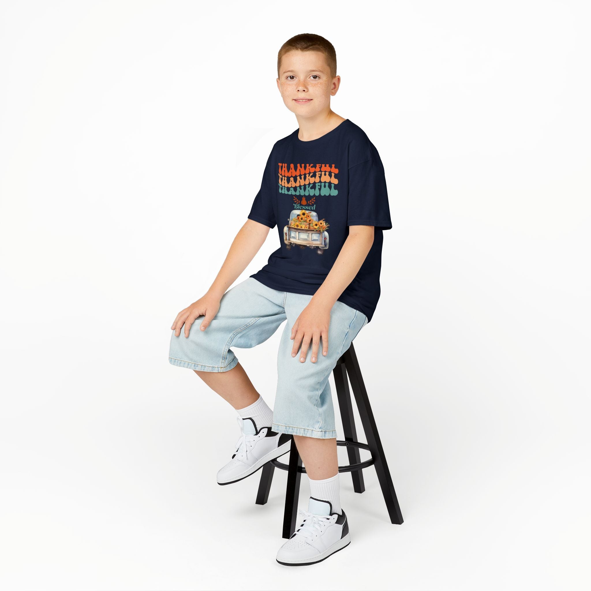 Thankful Kids Tee | Cute Autumn T-Shirt | Thanksgiving Gift | Kids Holiday Wear | Family Gathering Apparel