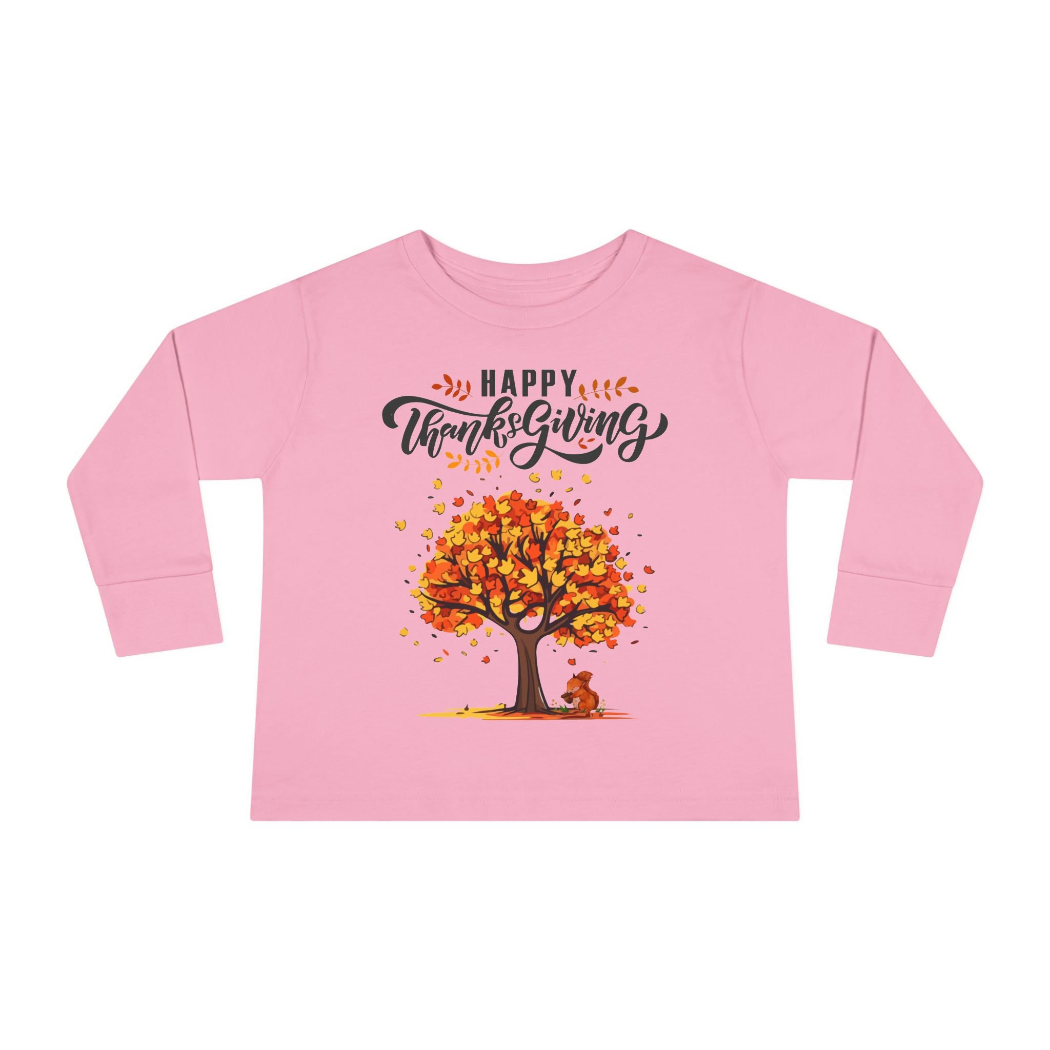 Thanksgiving Toddler Long Sleeve Tee, Cute Fall Outfit for Kids, Autumn Tree Design, Holiday Apparel, Family Gathering Wear