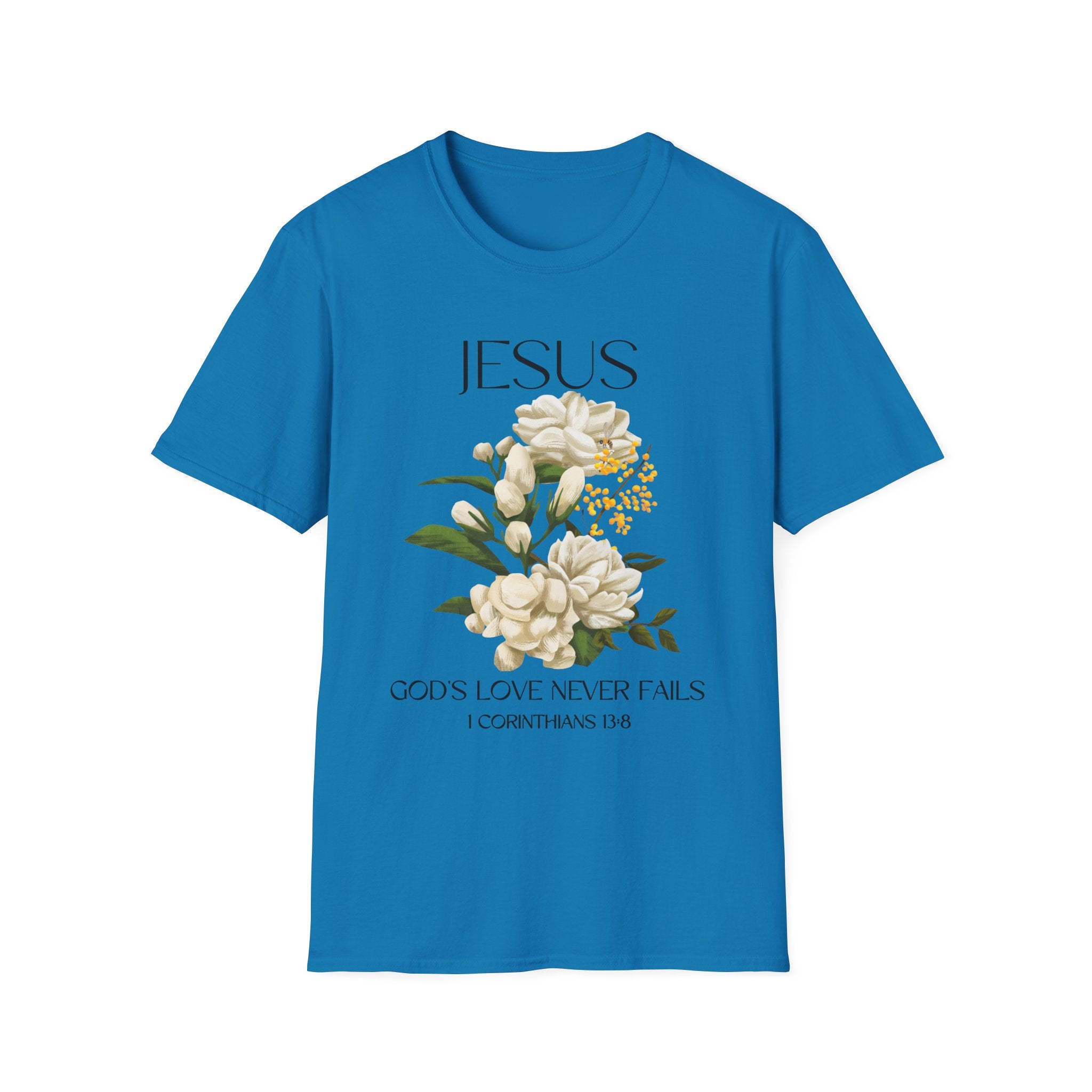 Jesus Floral Faith T-Shirt- Christian Graphic Tee, Inspirational Gift, Religious Apparel, Casualwear, Unisex