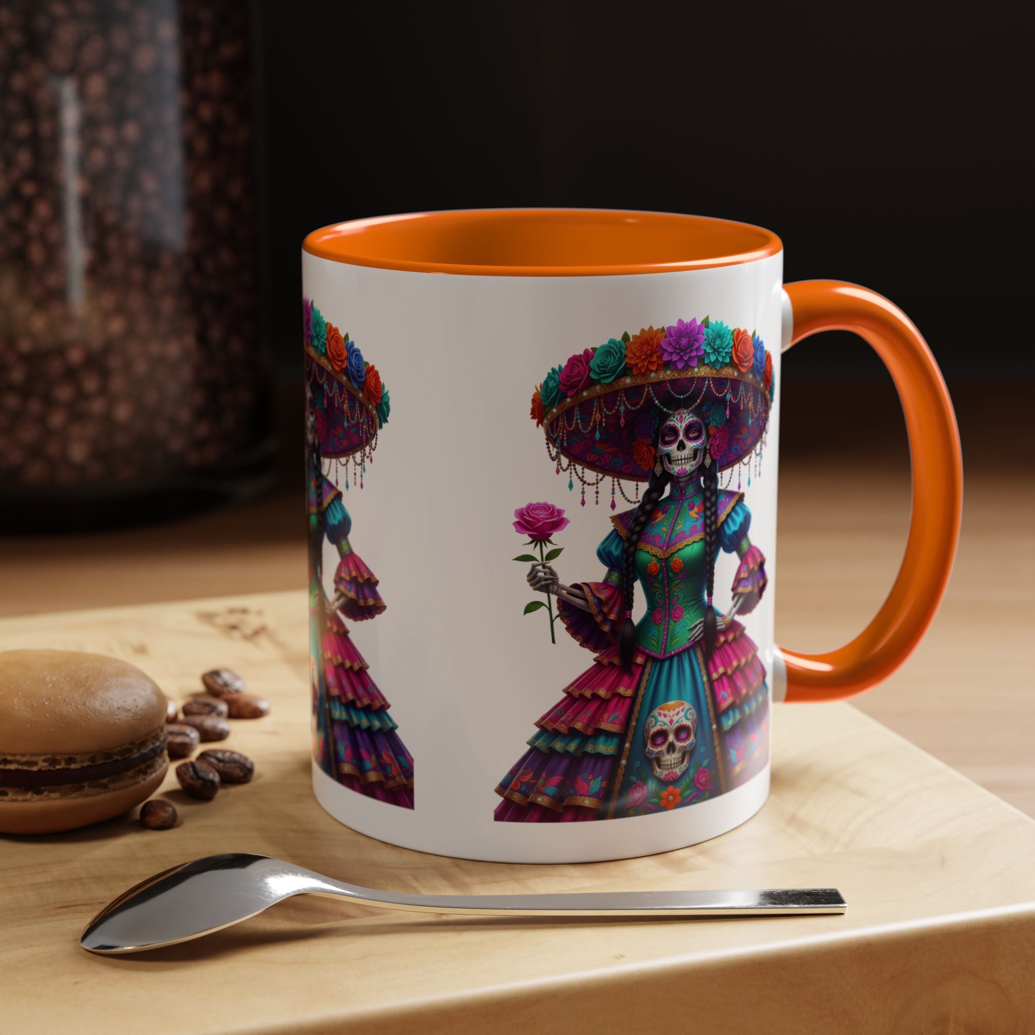La Catrina Elegante – Día de los Muertos Inspired Artwork, Caffeine Lover Gift, Halloween Decor, Artful Drinkware