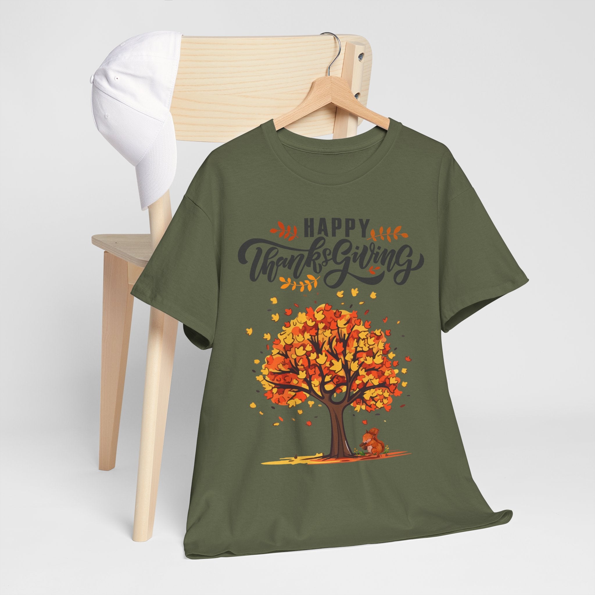 Happy Thanksgiving Tree Unisex Tee, Autumn Shirt, Holiday Apparel, Fall Fashion, Seasonal Gift