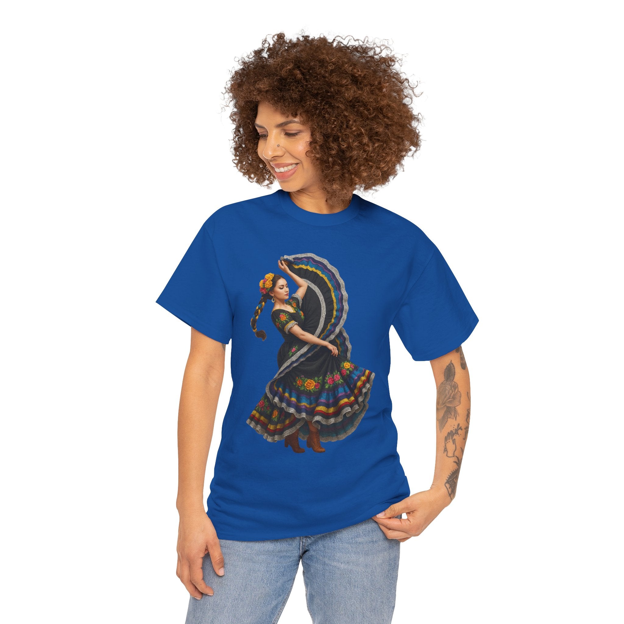 Folklórico Cultural Dance Graphic Tee, Unisex Heavy Cotton T-Shirt, Festival Apparel, Bohemian Style Shirt, Gift for Dancers, Ethnic Art Tee