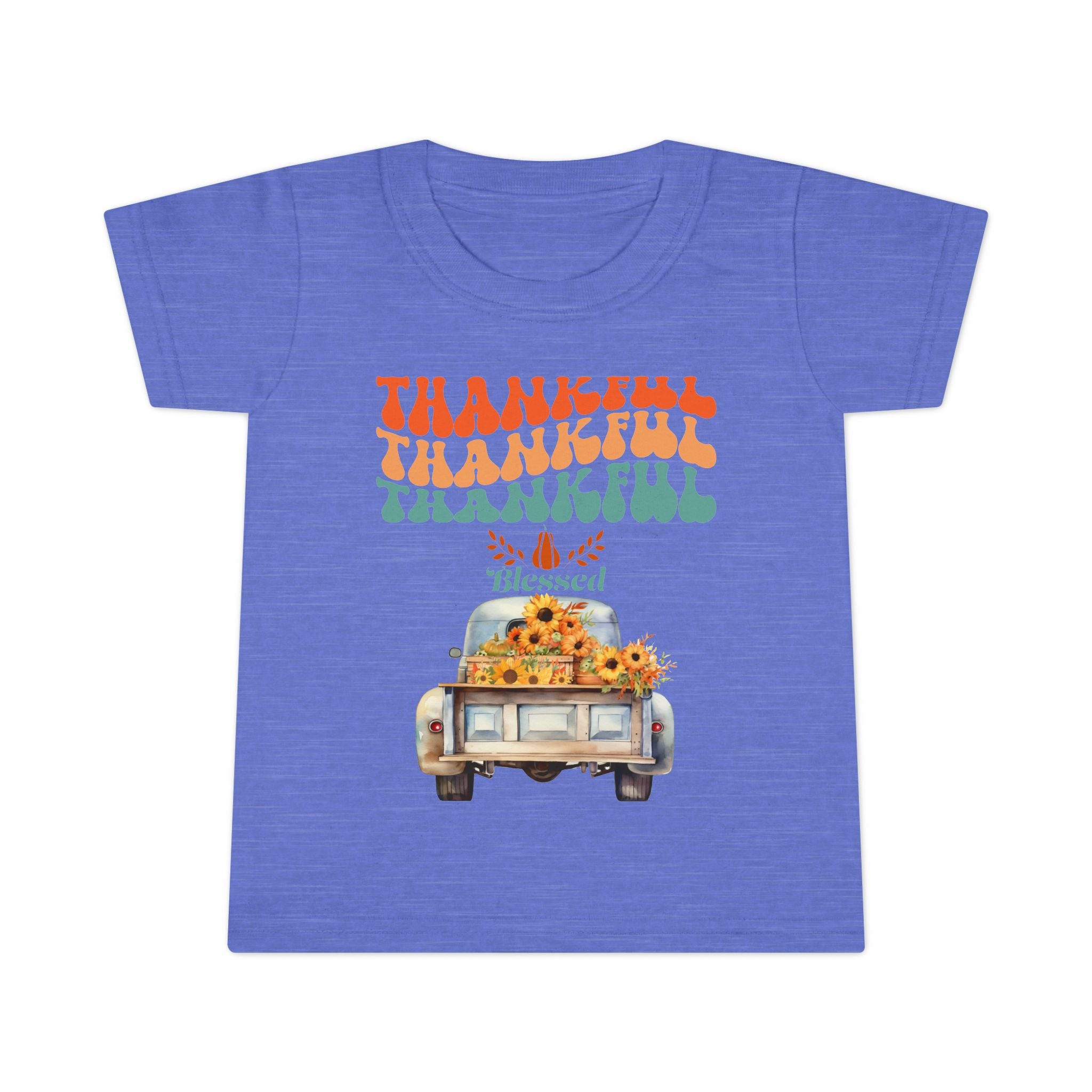 Toddler T-Shirt - Thankful Vintage Car Design, Cute Autumn Apparel, Fall Celebration Shirt, Kids Gratitude Tee, Gifts for Thanksgiving
