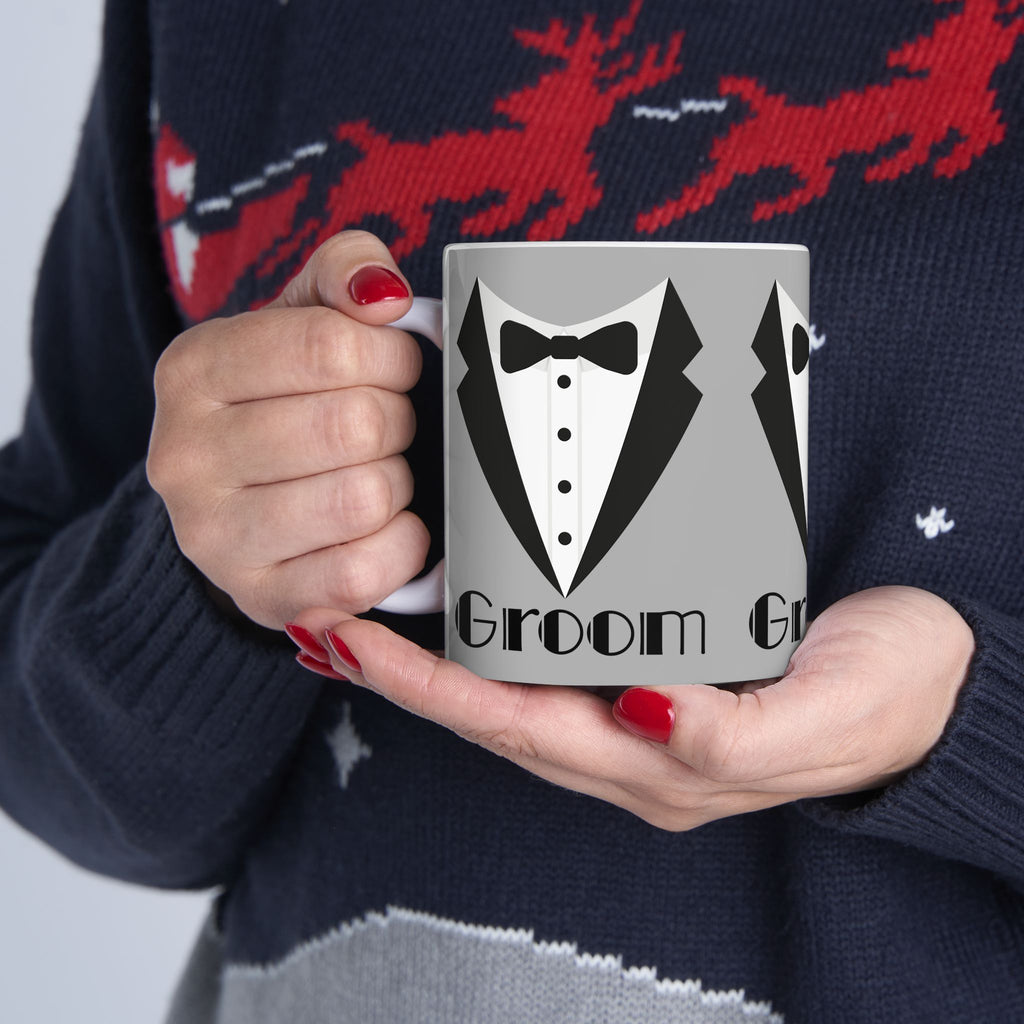 Groom Tuxedo Mug 11 oz | Wedding Gift, Groomsmen Proposal, Bridal Shower, Anniversary, Engagement Celebration