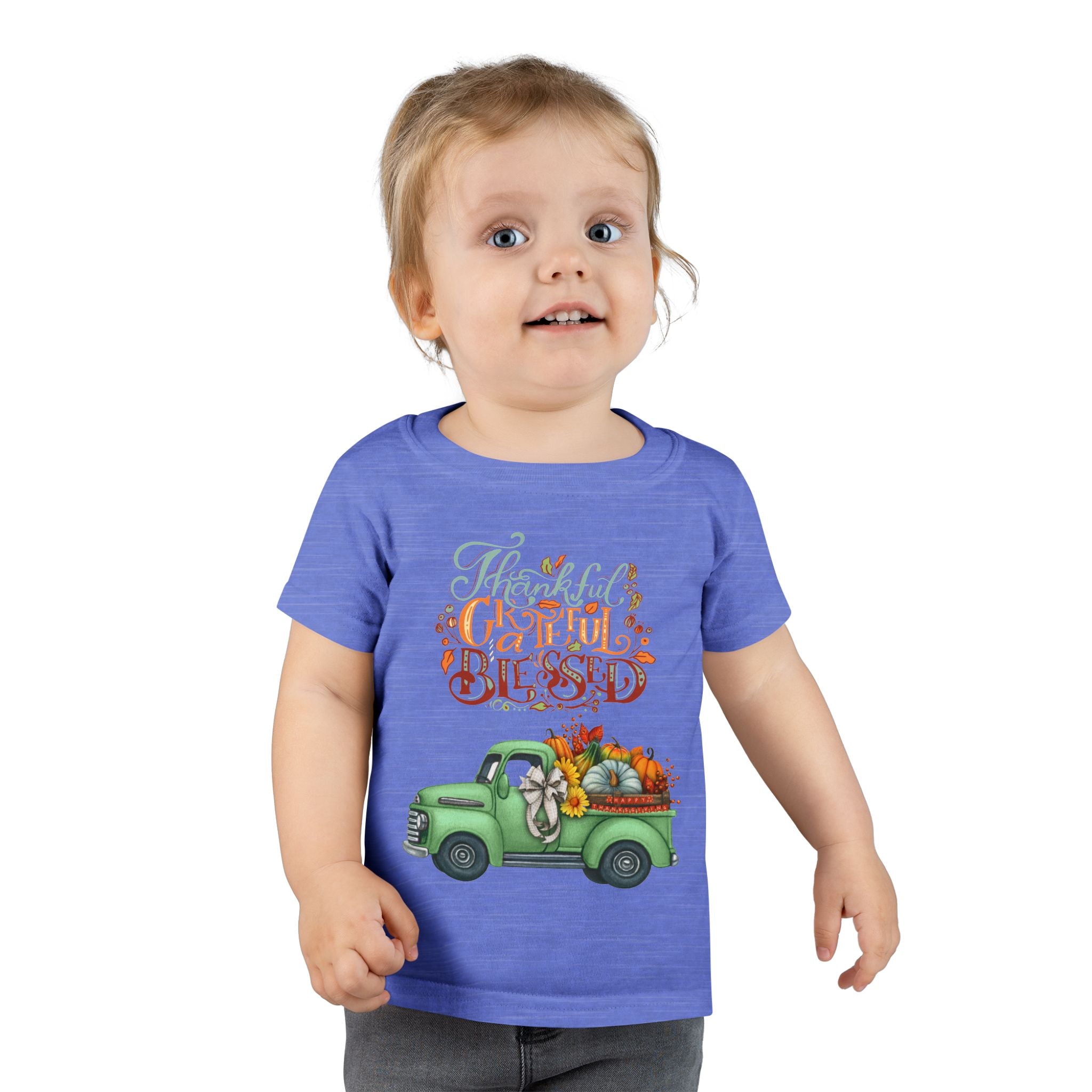 Toddler Tee - Cute Green Truck with Fruits and Vegetables - Cozy Fall Vibe, Perfect for Thanksgiving, Autumn Celebrations, Farmhouse [...]