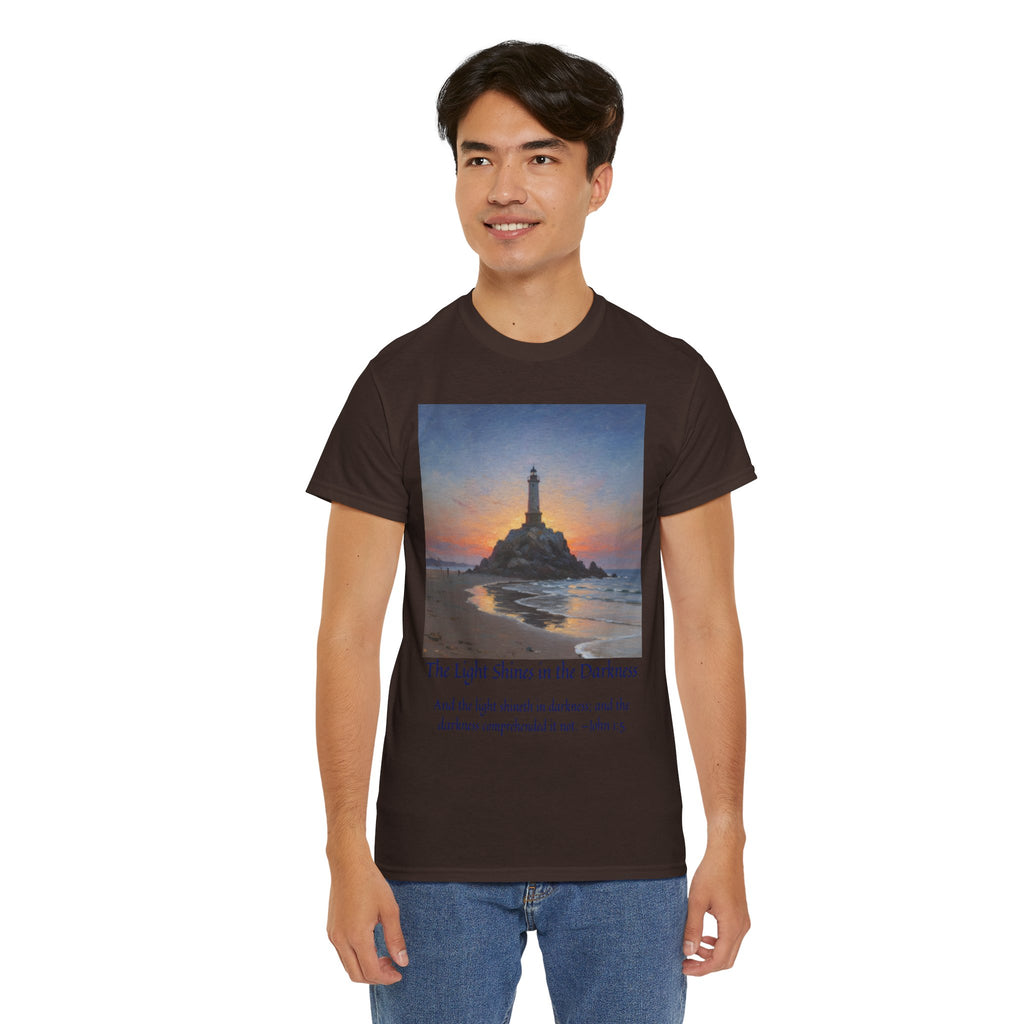 Light in Darkness Unisex Cotton Tee-inspired by Monet, Inspirational Shirt, Bible Verse Tee, Faith-Based Apparel, Perfect Gift for All Occasions