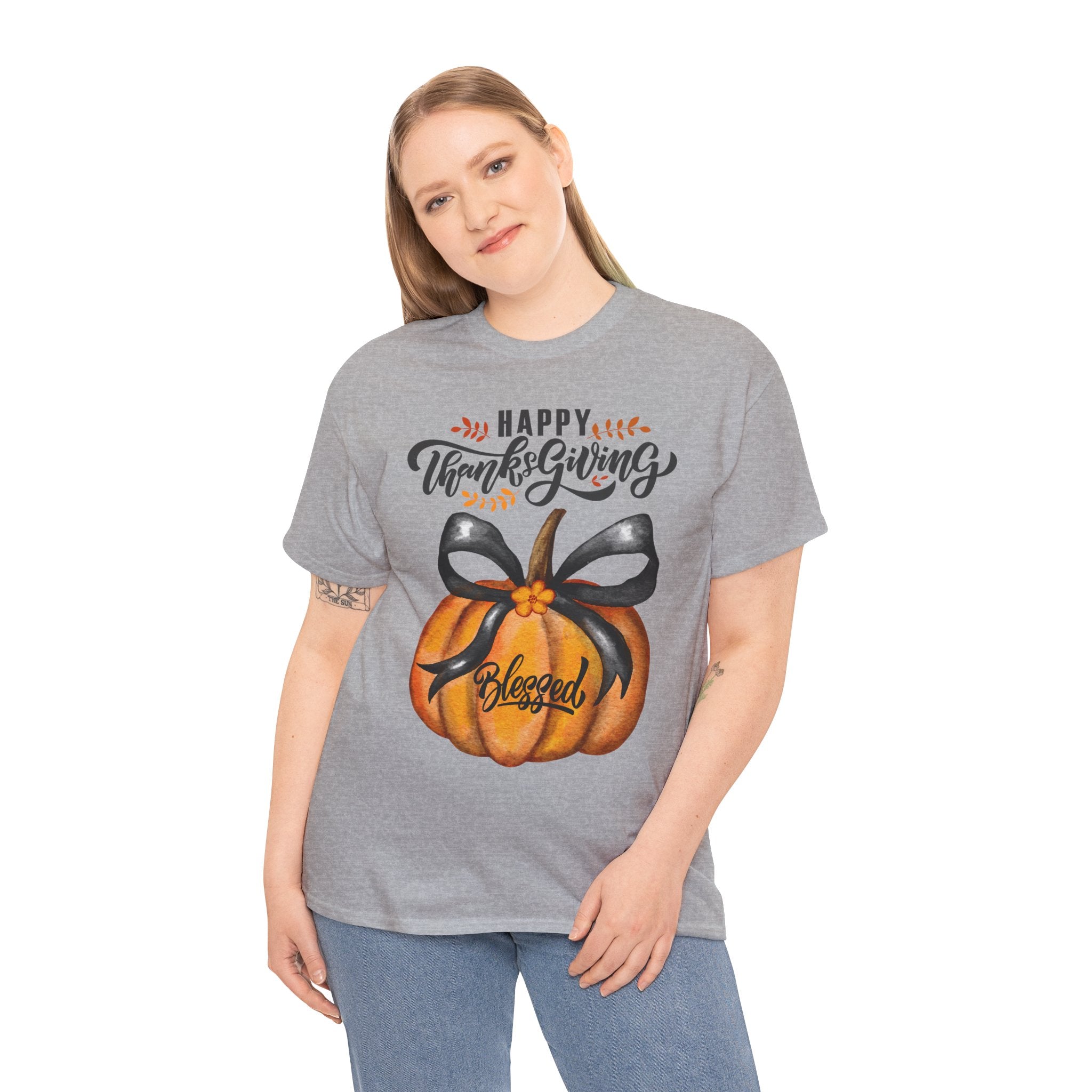 Thanksgiving Pumpkin Tee - Happy Thanksgiving, Blessed Shirt, Fall Apparel, Unisex Cotton Tee, Holiday Gift