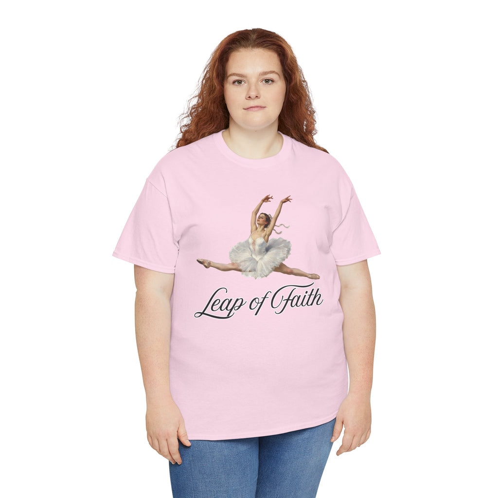 Ballet Inspired Tee - Leap of Faith, Dance Gift, Unisex Cotton Shirt, Inspirational Apparel, Performance Wear, Gift for Dancers-Ballerina in a split leap, inspired by the impressionistic ballet studies of Edgar Degas.