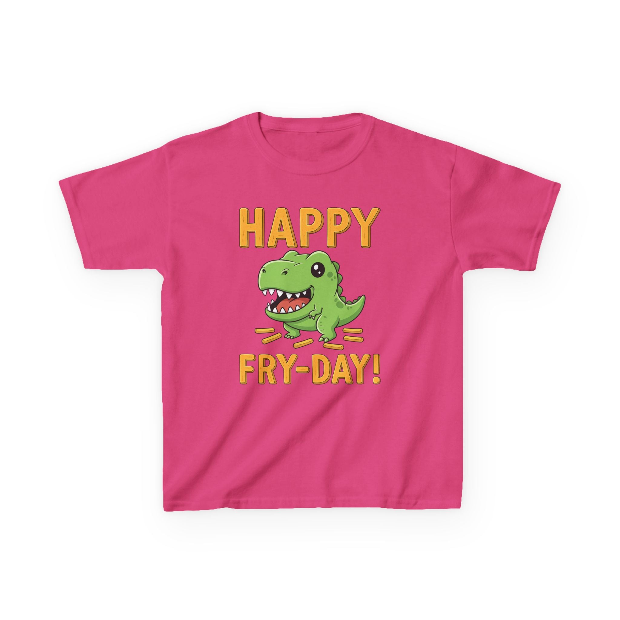 Happy Fry-Day Kids Tee, Fun Dinosaur T-Shirt, Kids Cotton Shirt, Birthday Gift, Everyday Wear, Summer Fun, Playful Tee