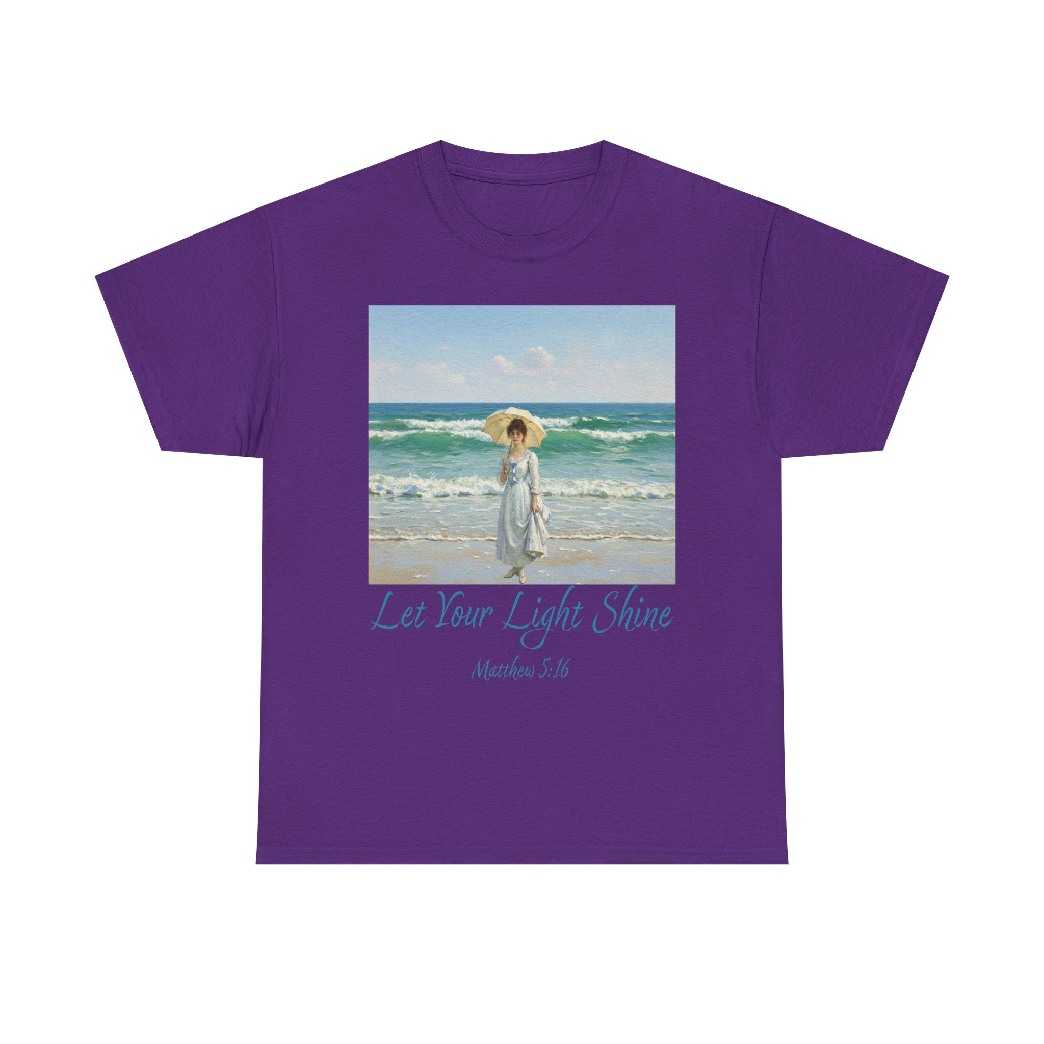 Let Your Light Shine- A Figure with a Parasol-Monet Style- Unisex Cotton Tee, Beach Vibes Shirt, Inspirational Summer Tee, Casual Gift for Her, Perfect for Days at the Shore