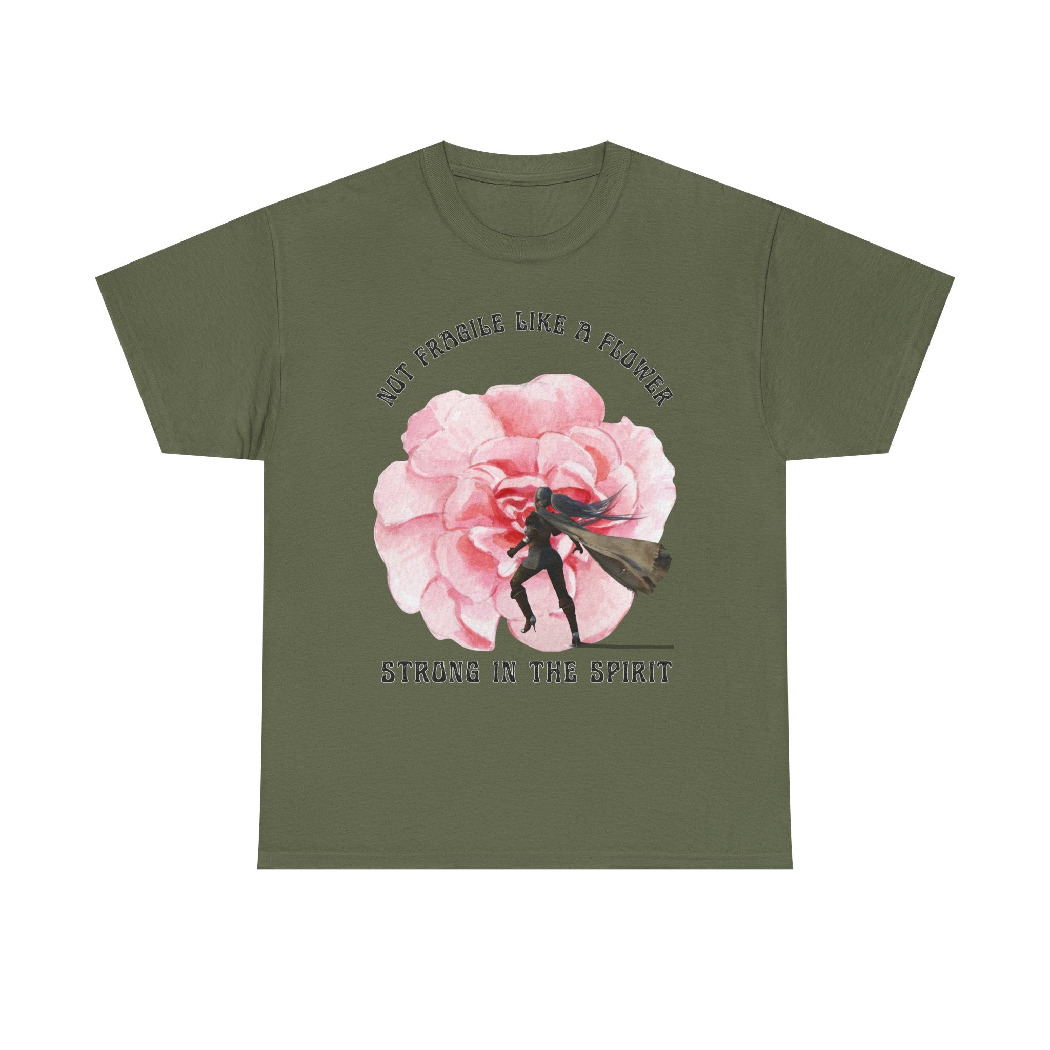 Unisex Heavy Cotton Tee with Empowering Floral Design, Inspirational T-Shirt, Gift for Her, Self-Care Shirt, Women's Day Apparel