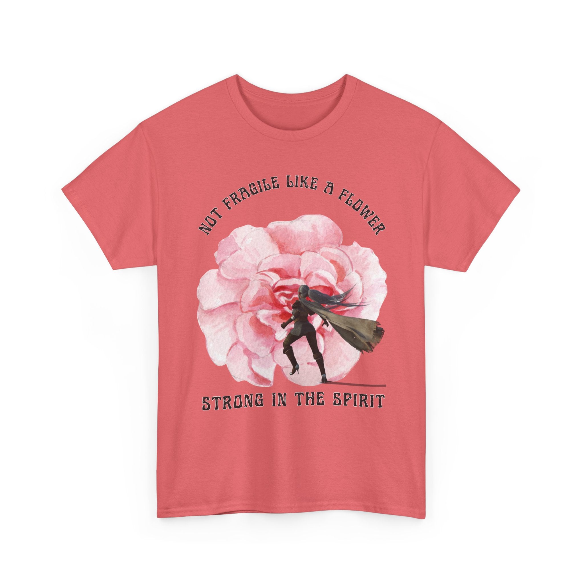 Unisex Heavy Cotton Tee with Empowering Floral Design, Inspirational T-Shirt, Gift for Her, Self-Care Shirt, Women's Day Apparel