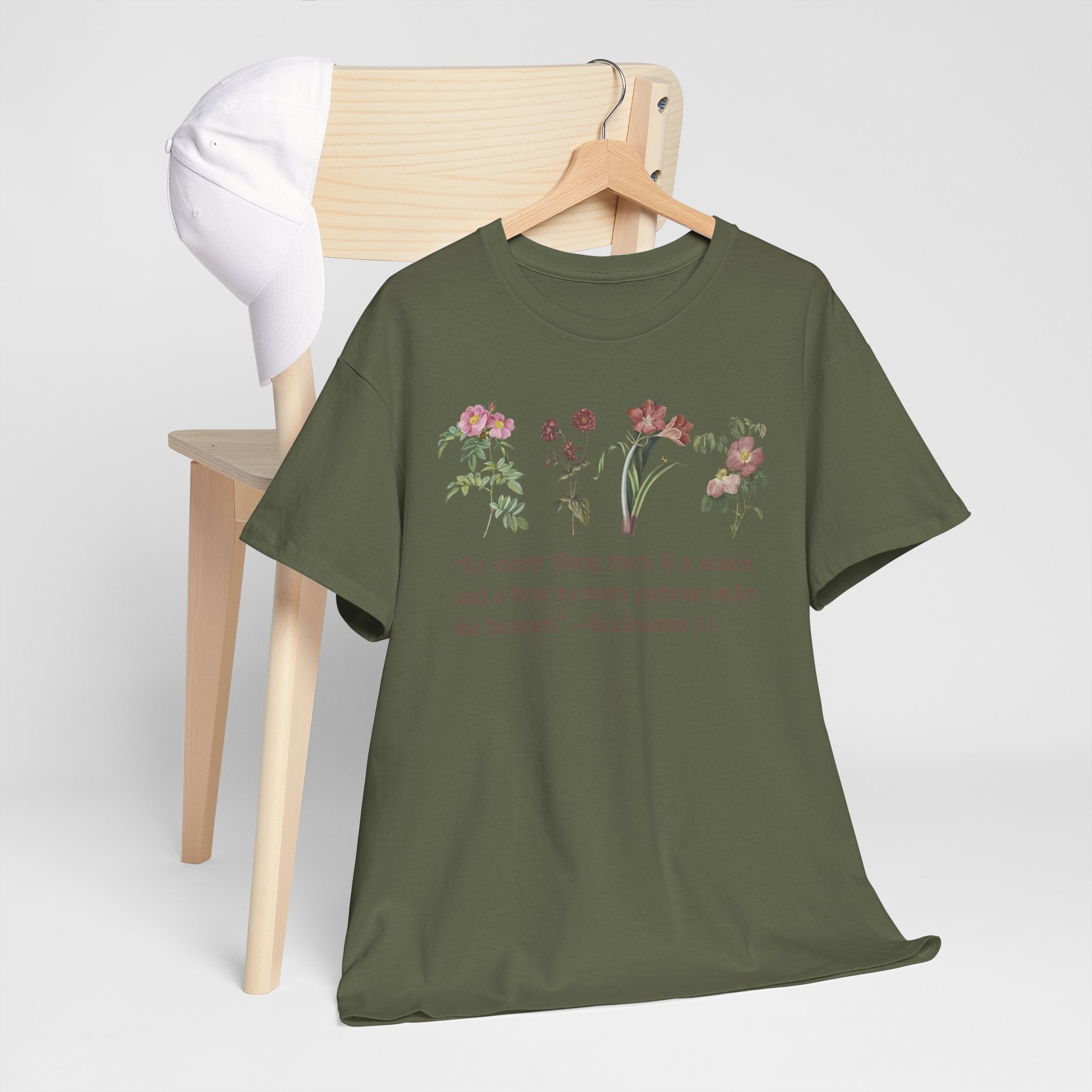 Christian -Biblical Inspirational Floral Quote Tee, Nature Lover Gift, Eco-Friendly Fashion, Casual Everyday Wear